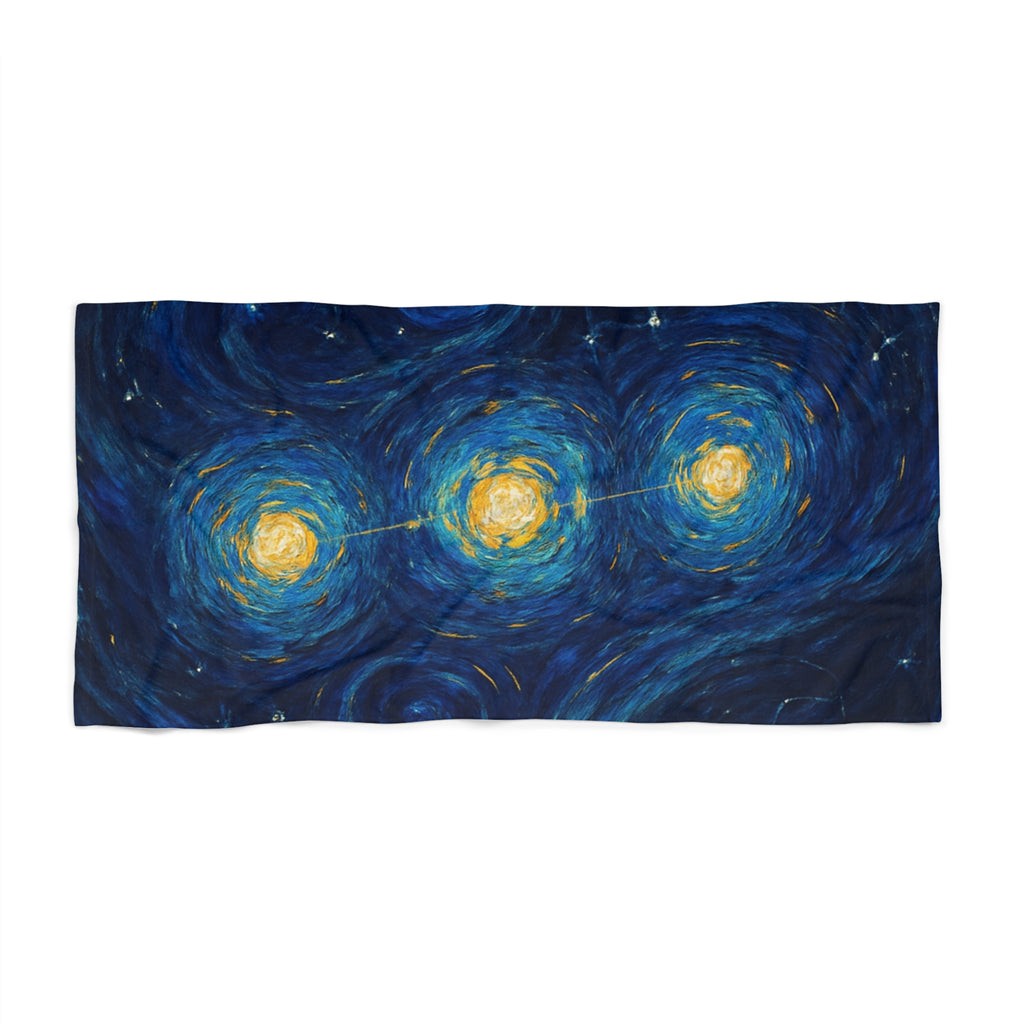 Starry Swirls Beach Towel — Van Gogh Inspired Night Sky Design
