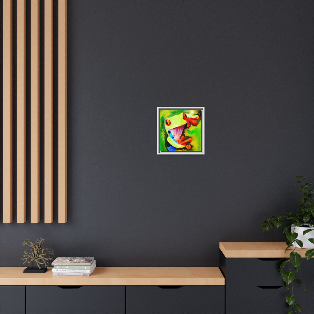 Colorful Tree Frog Matte Canvas Print — Framed Tropical Wall Art