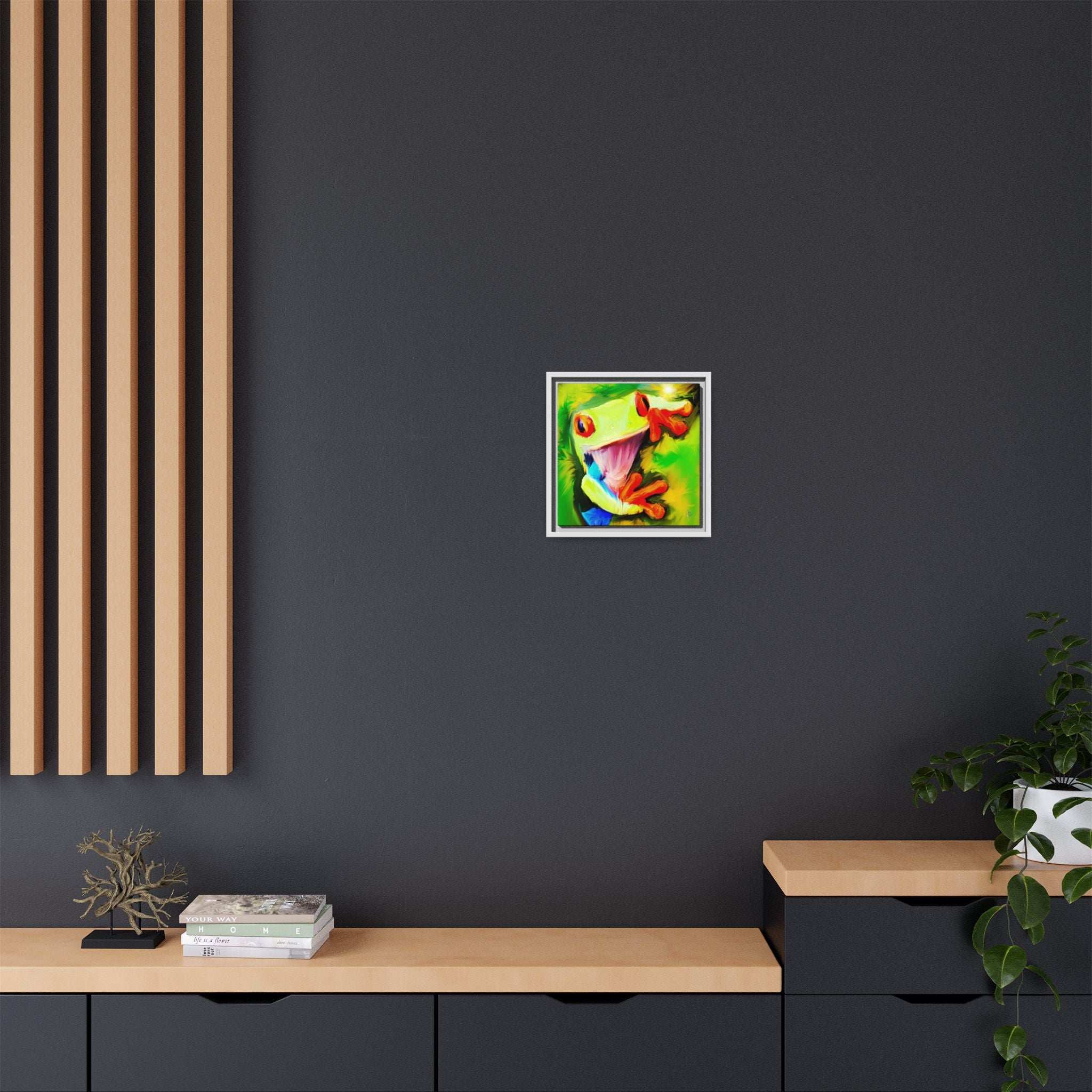 Colorful Tree Frog Matte Canvas Print — Framed Tropical Wall Art