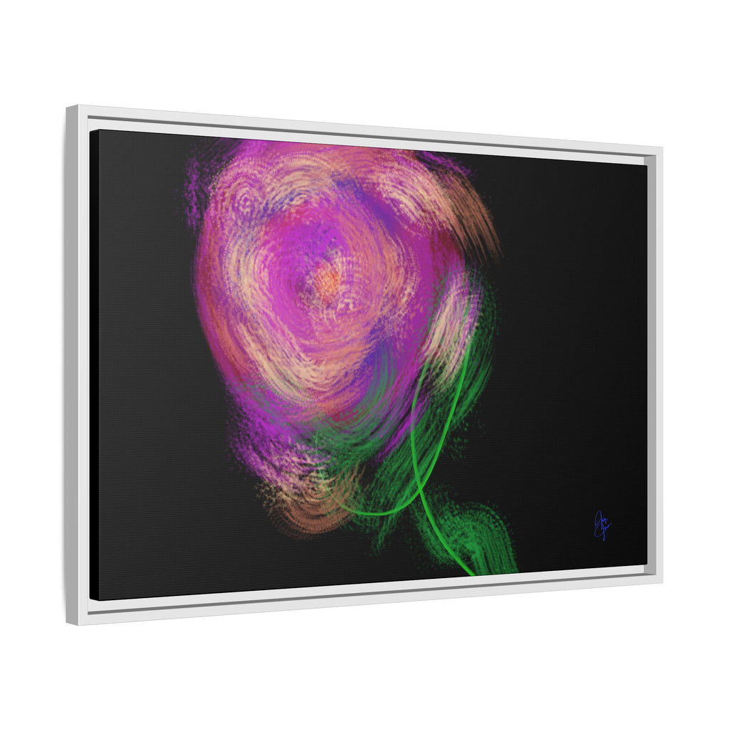 Abstract Rose Swirl Matte Framed Canvas — Multicolor Floral Wall Art