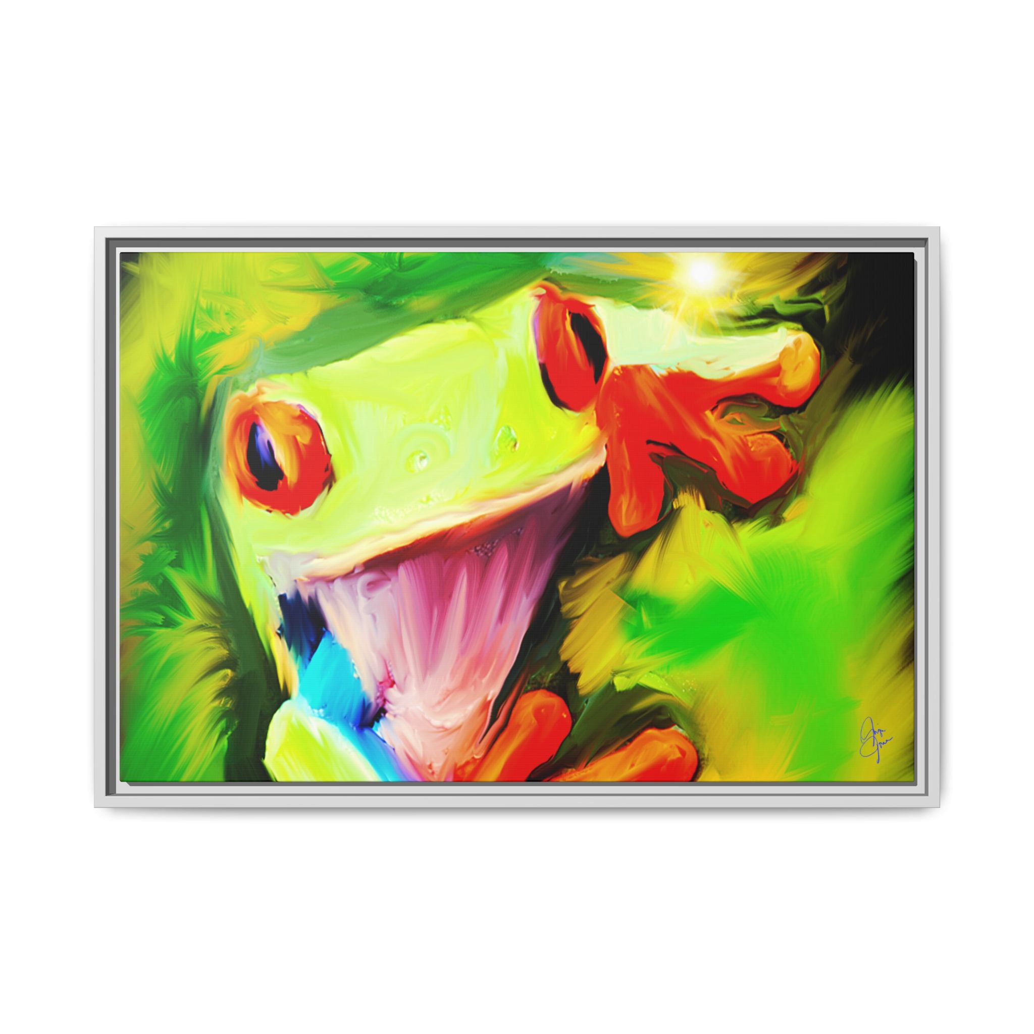 Colorful Tree Frog Matte Canvas Print — Framed Tropical Wall Art