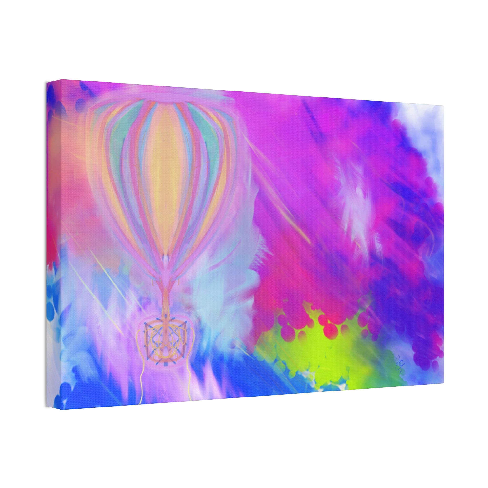 Whimsical Hot Air Balloon Kids Canvas Art — Bright Stretched Wall Decor