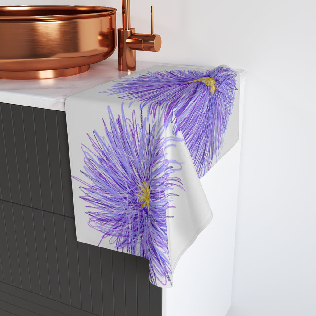Hand Towel — Purple Aster Floral Bath/Guest Towel, Cheerful Spring Flower Design