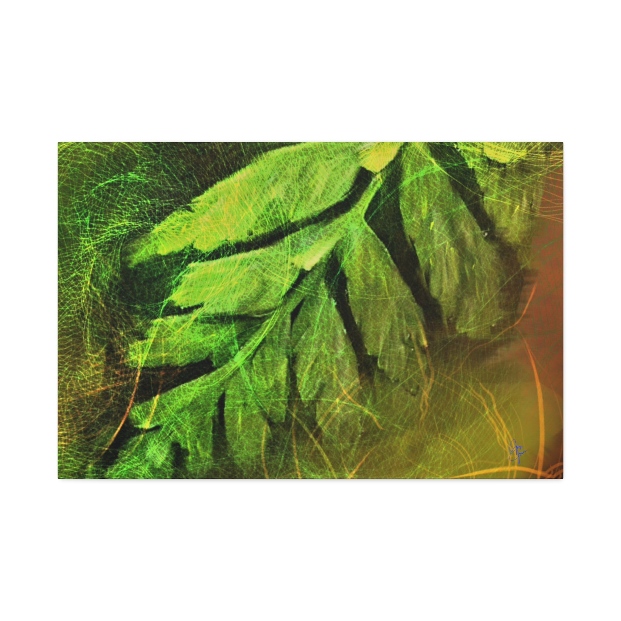 Botanical Leaf Art Canvas — Green Fern Stretched Canvas (1.5" Depth)