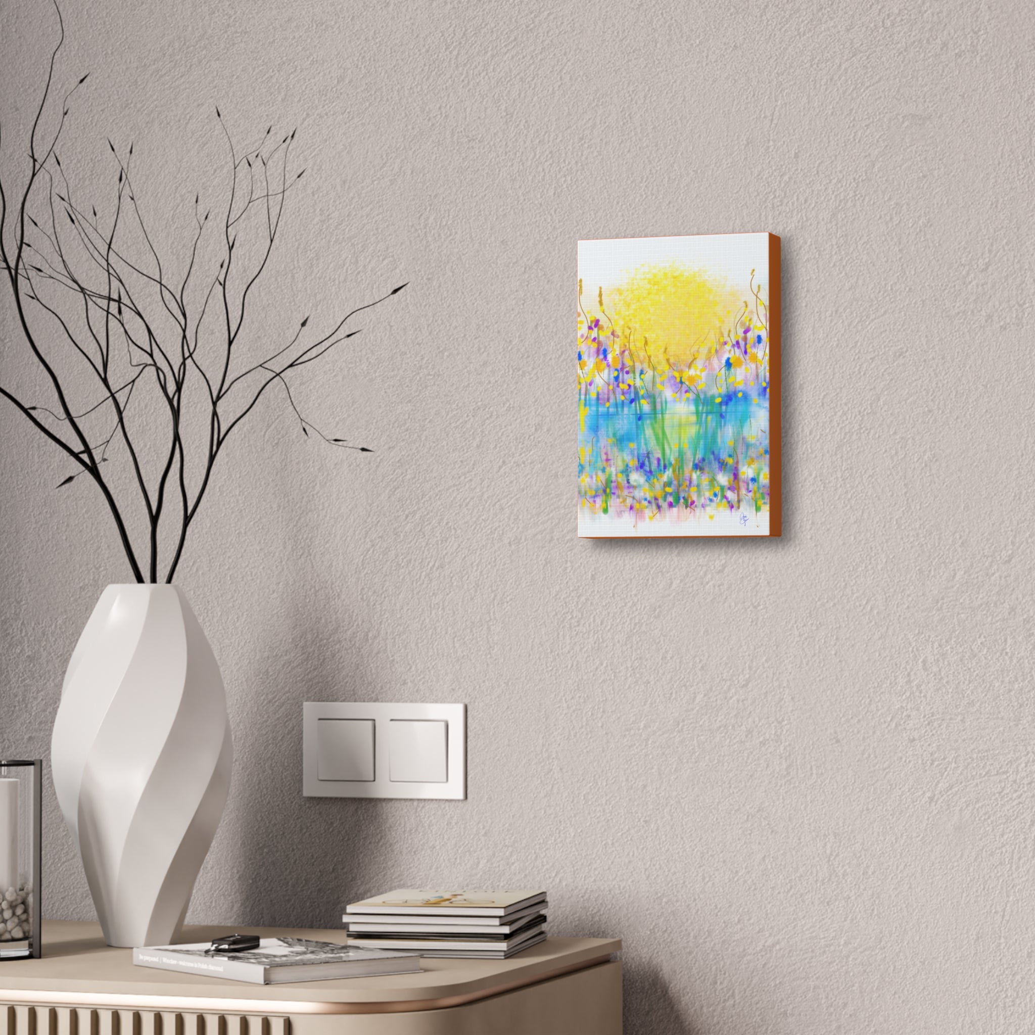 Sunburst Meadow Canvas Print — Vibrant Floral Wall Art
