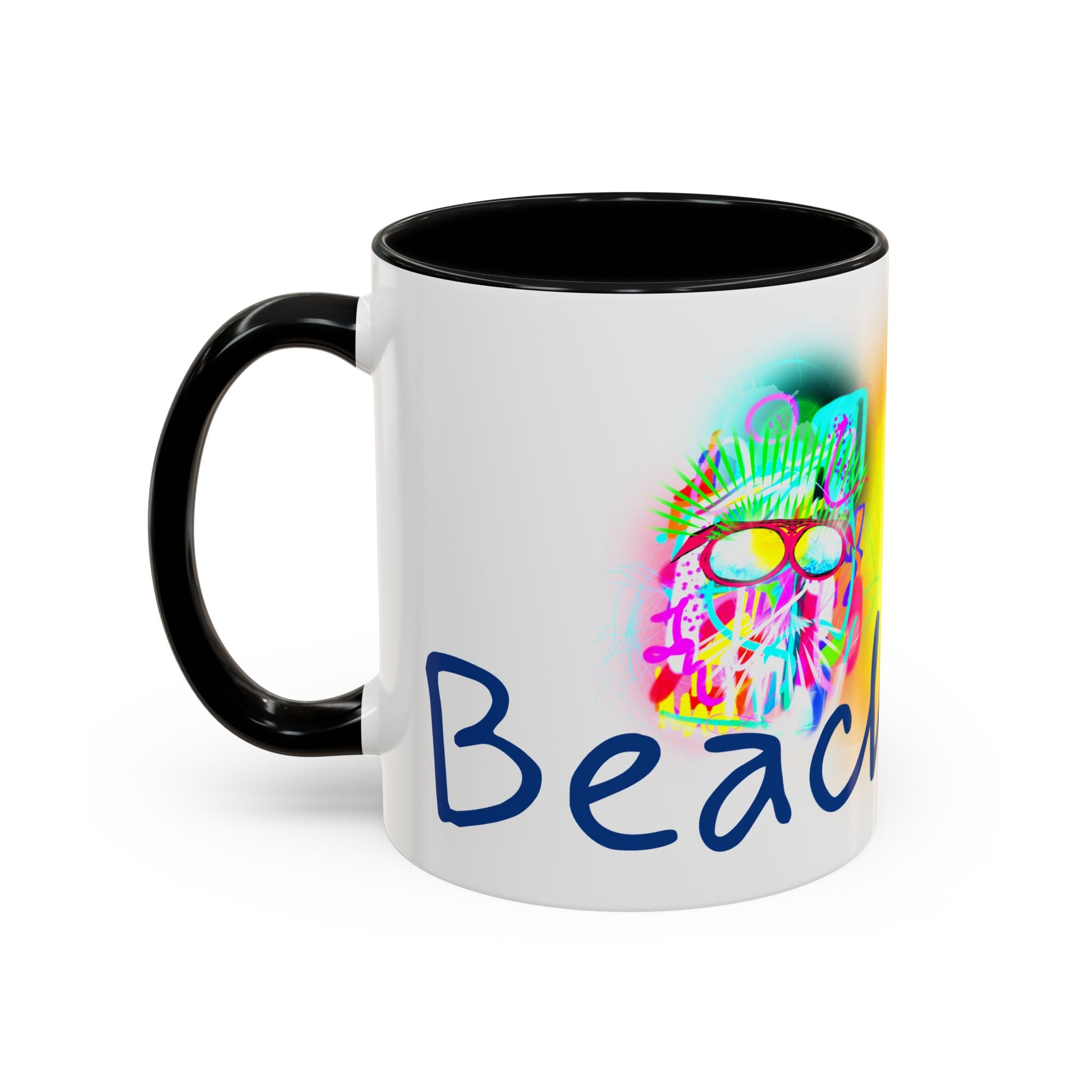 Beach Bum Coffee Mug — Colorful Retro Skull Design (11/15oz)