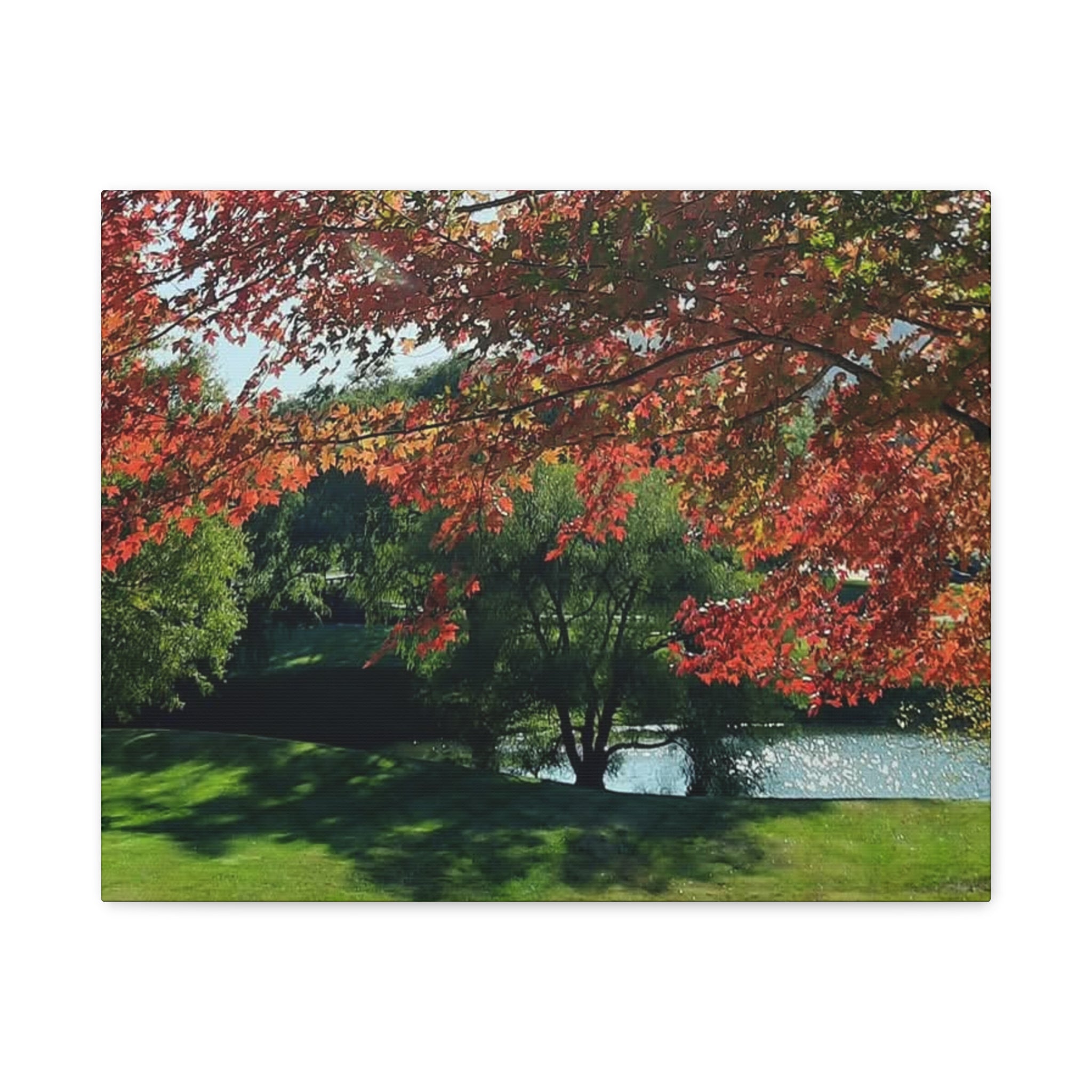 Autumn Lakeside Canvas Print — Stretched Matte Wall Art