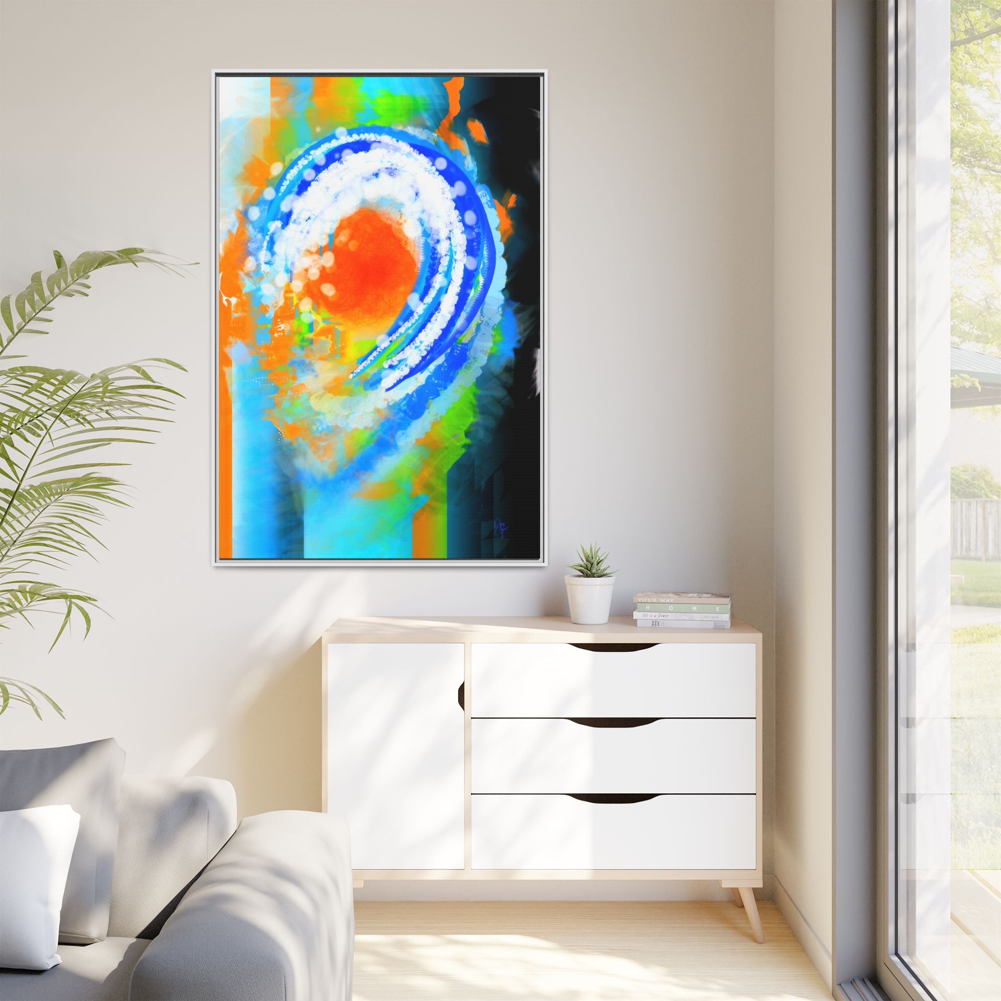 Abstract Ocean Wave Matte Canvas Print — Framed Multi‑Color Wall Art