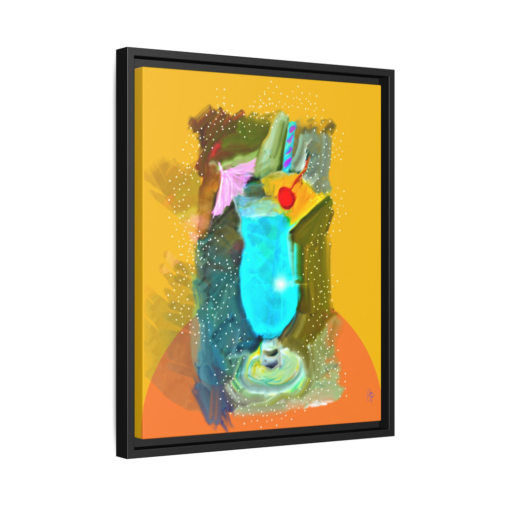 Tropical Blue Cocktail Canvas Print — Framed Matte Bar Art