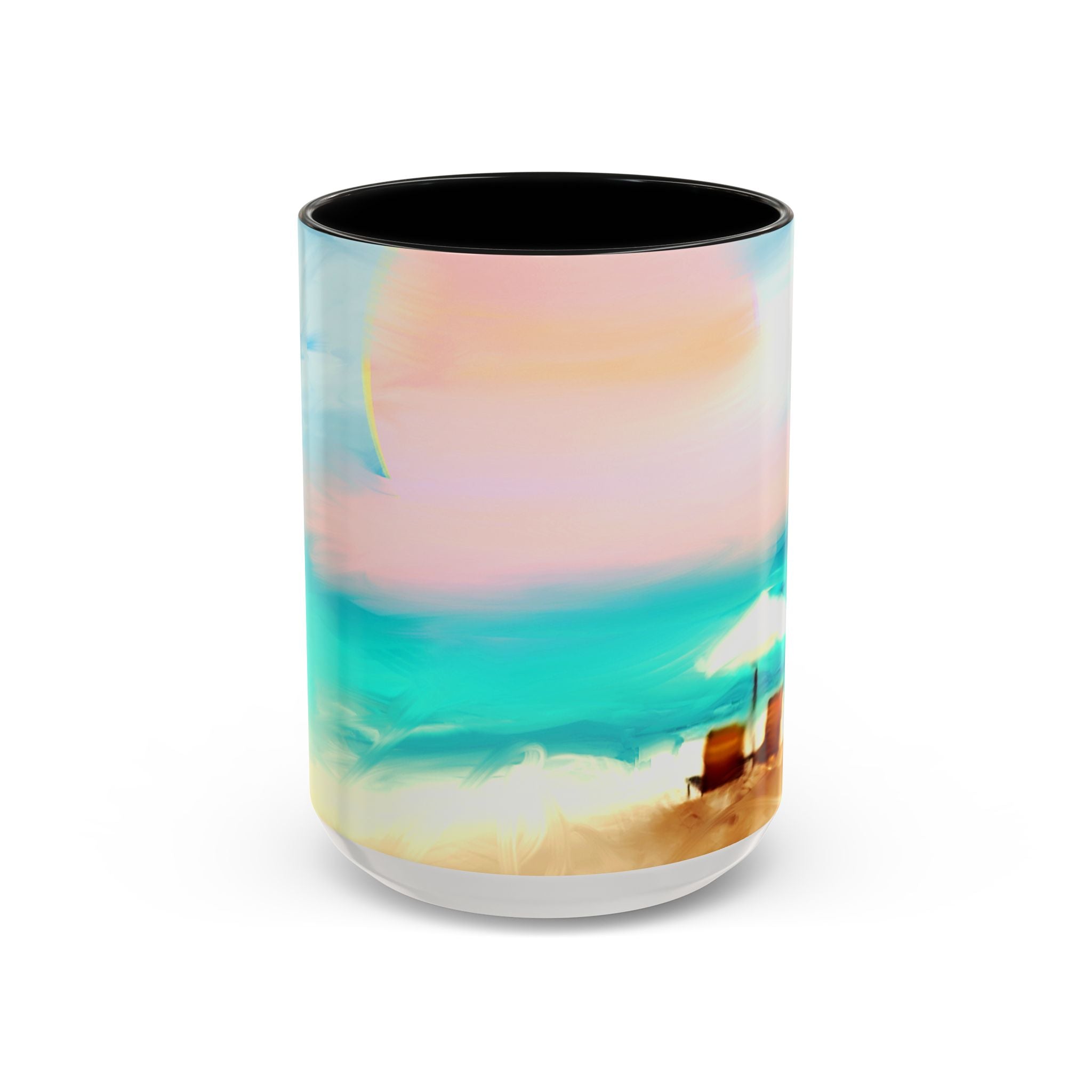 Beach Sunrise Accent Coffee Mug — Tropical Ocean Scene 11/15oz