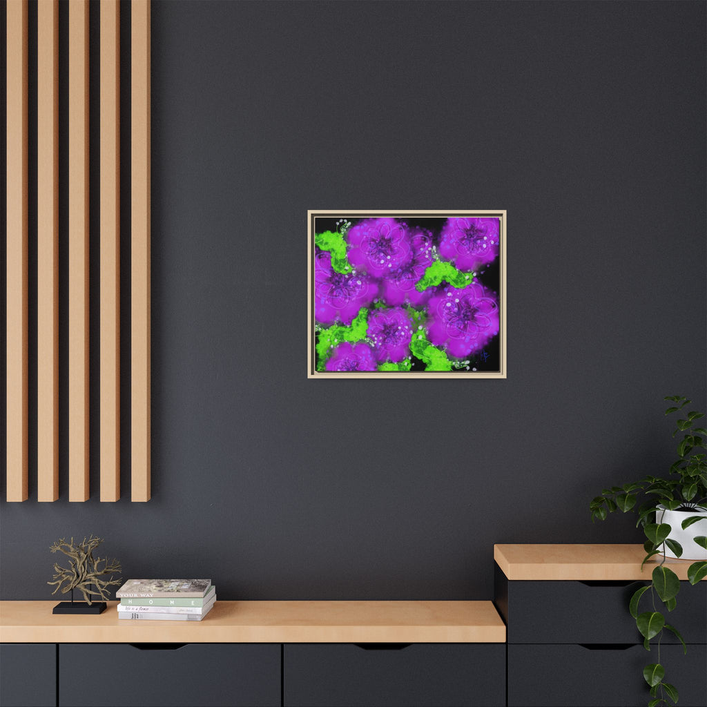 Framed Floral Canvas Print — Matte Multi-Color Blooms Wall Art