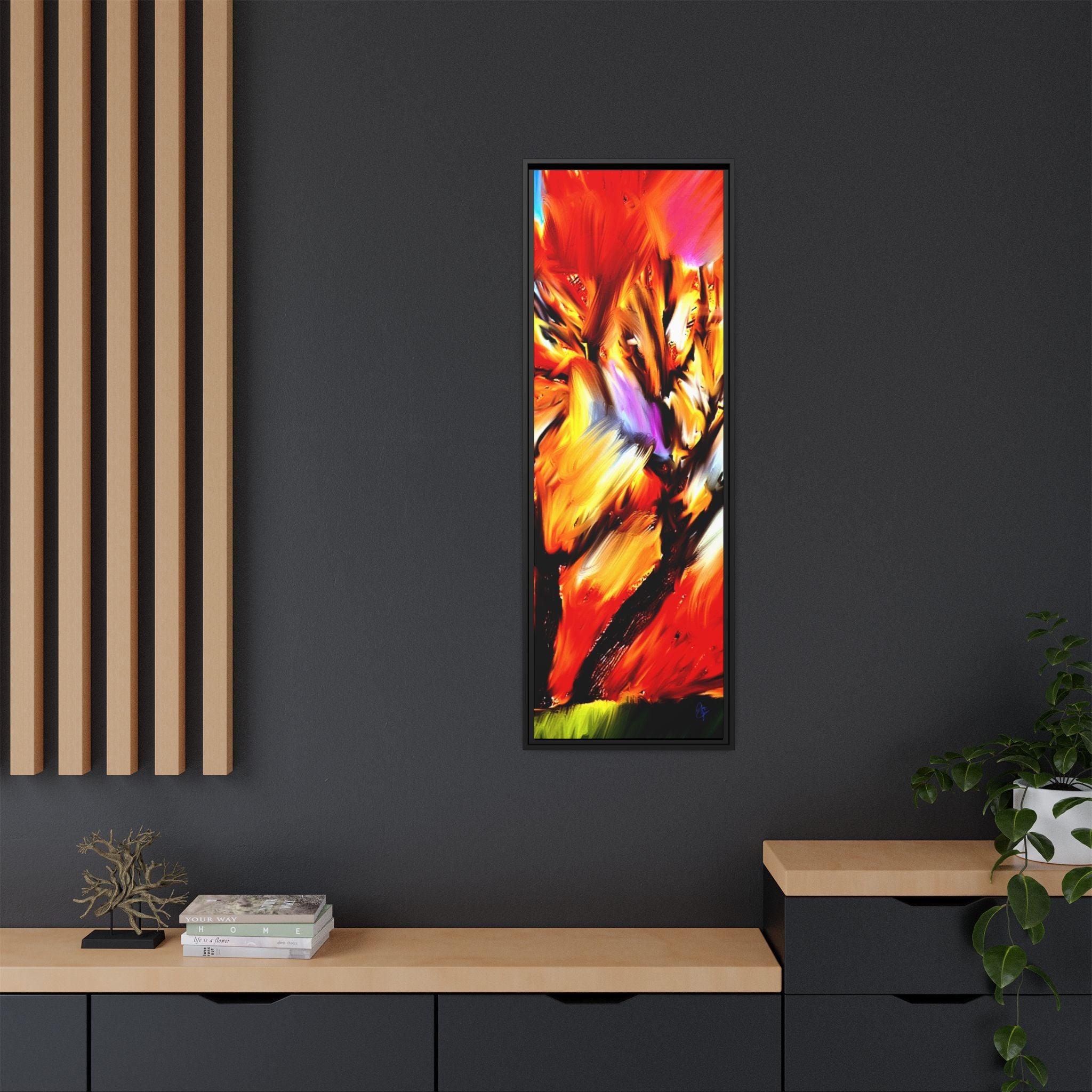 Framed Matte Canvas Print — Vibrant Tree Landscape