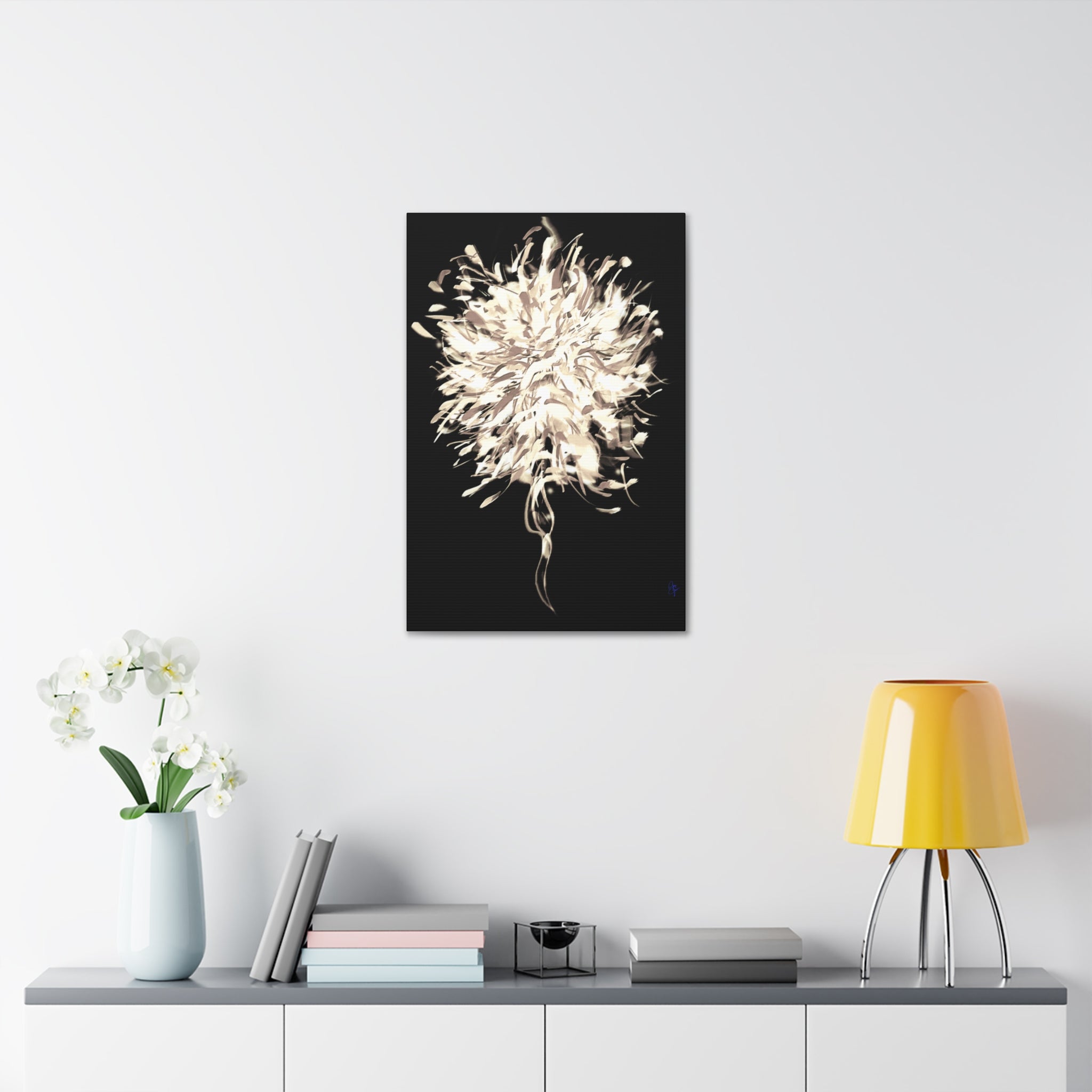 Abstract Floral Canvas Print – Neutral Burst Wall Art, Stretched 1.5"