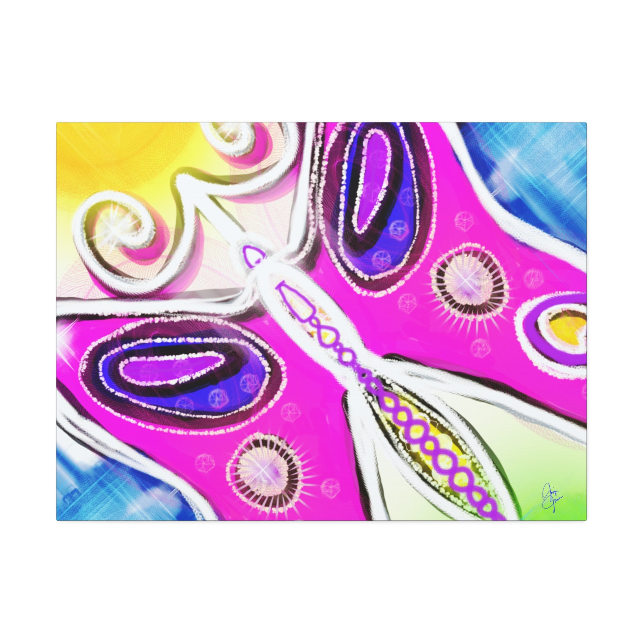 Abstract Pink Butterfly Canvas - Vibrant Stretched Wall Art