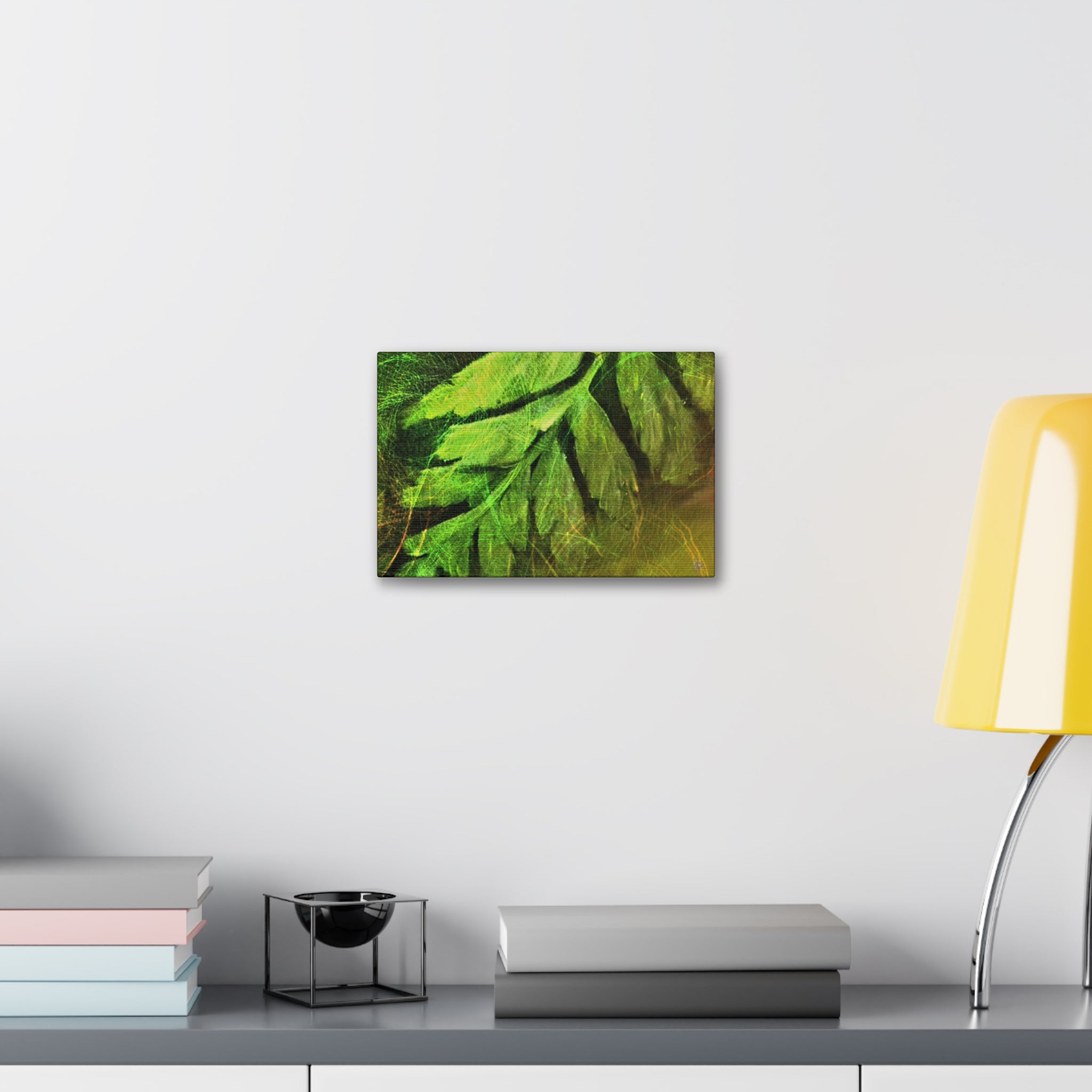 Botanical Leaf Art Canvas — Green Fern Stretched Canvas (1.5" Depth)