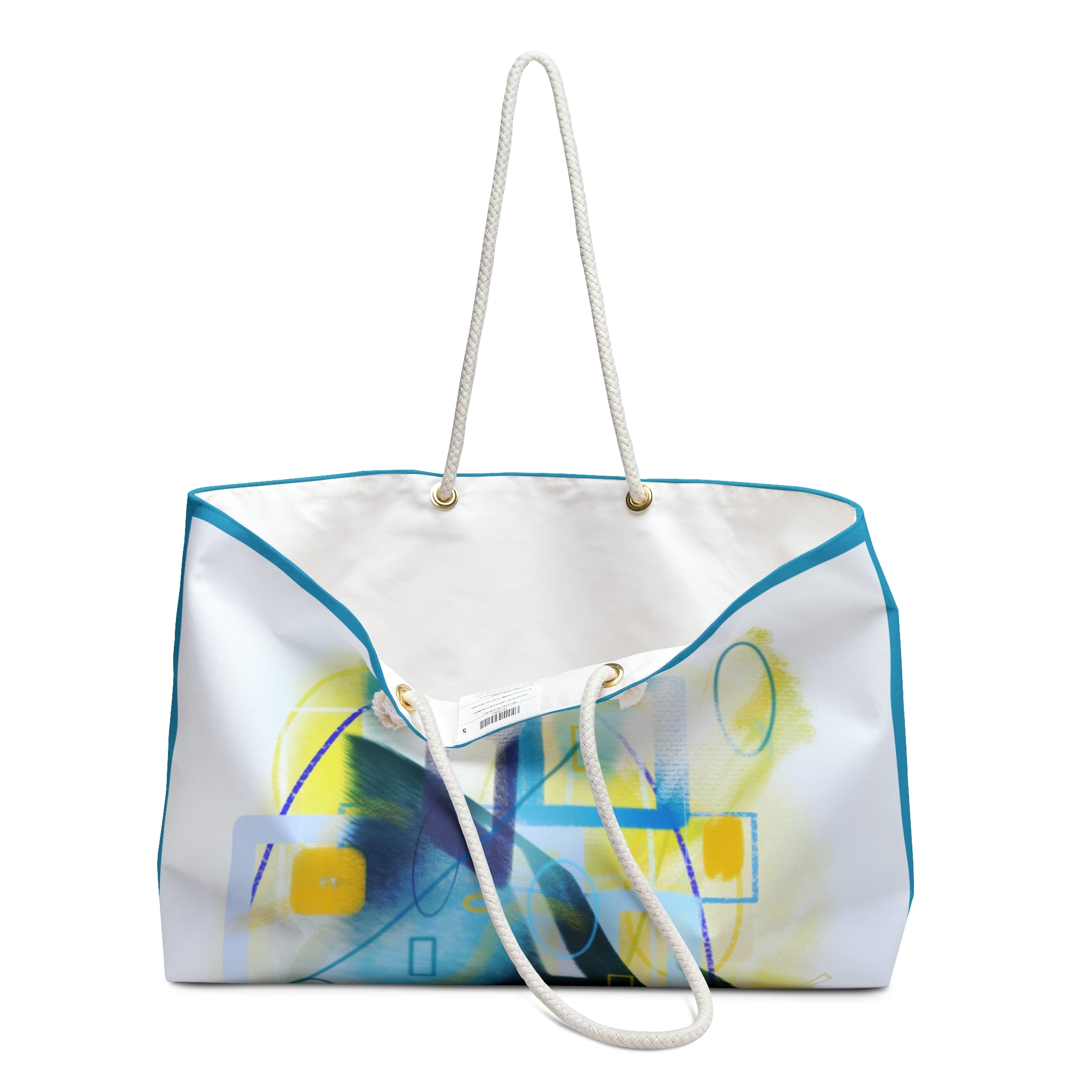 Abstract Blue & Yellow Weekender Bag — Modern Geometric Travel Tote