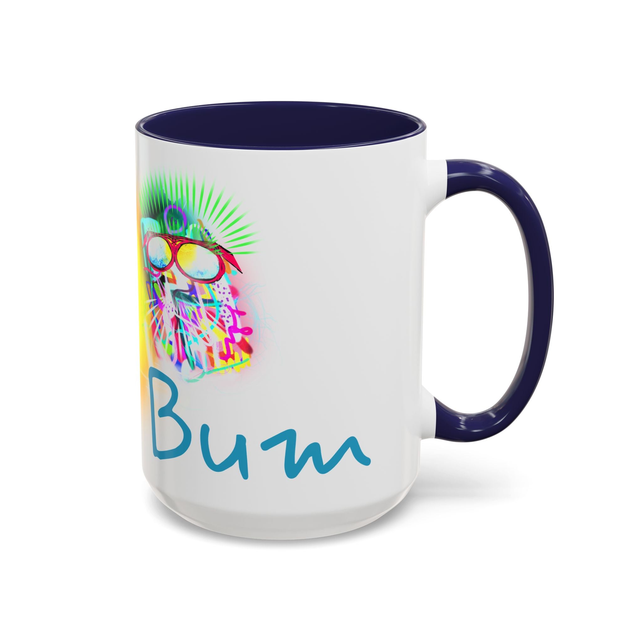 Beach Bum Coffee Mug — Colorful Retro Skull Design (11/15oz)