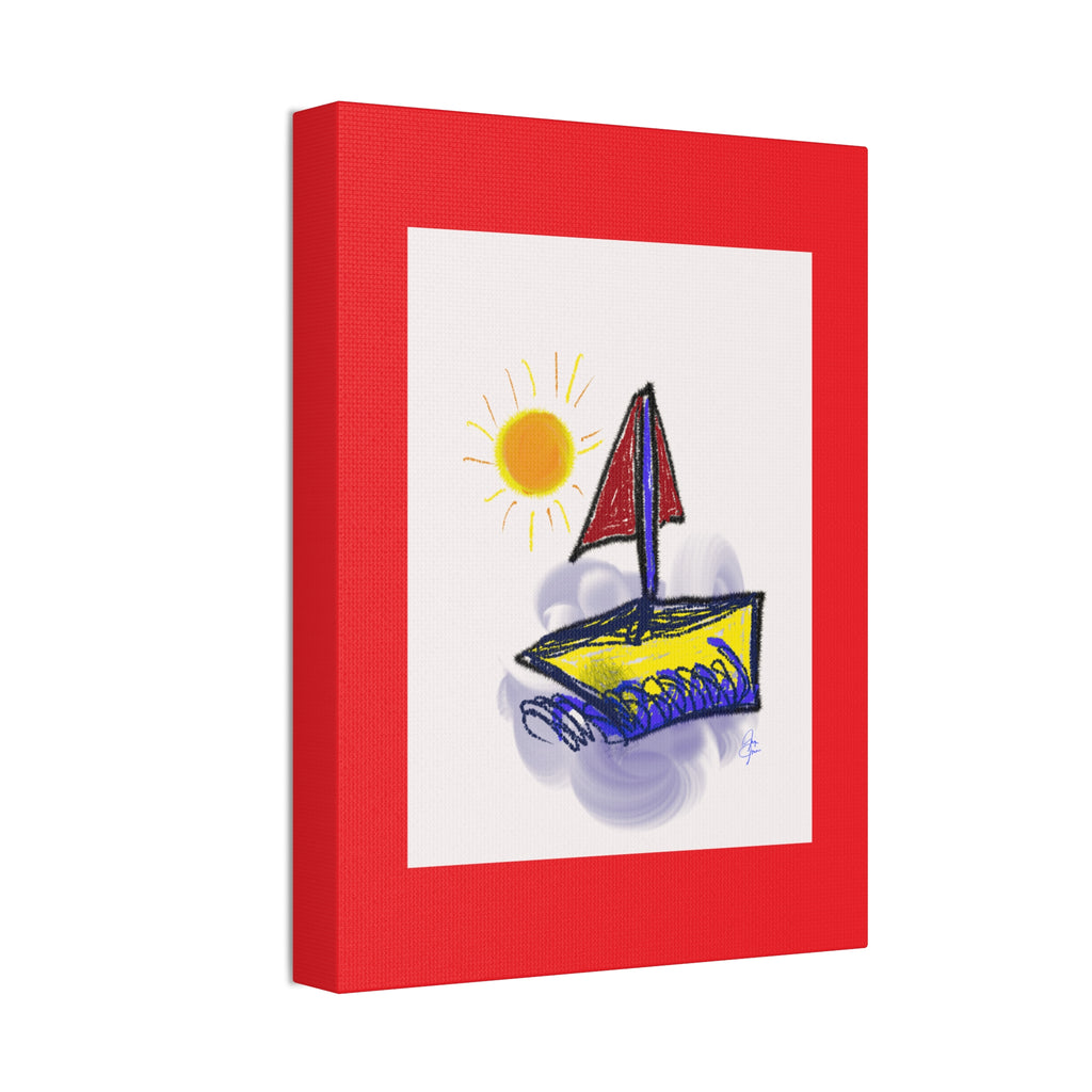 Whimsical Sailboat Canvas — Child's Room Wall Art