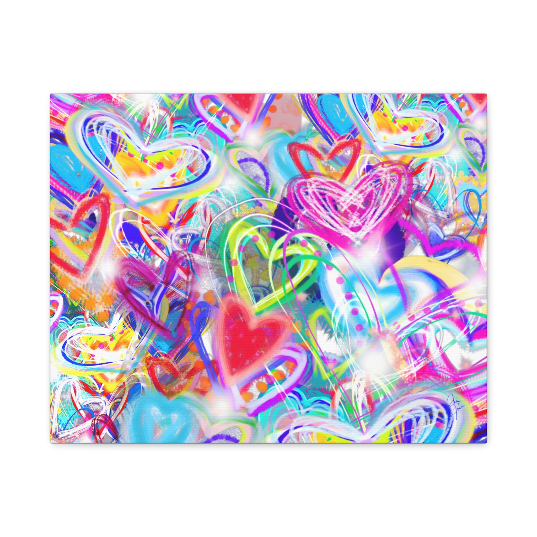 Colorful Heart Graffiti Matte Canvas