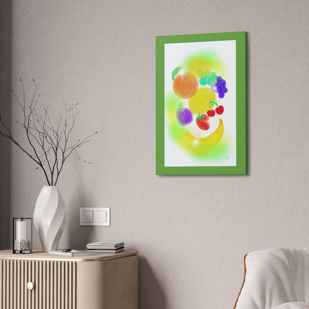Colorful Fruit Still Life Canvas — Bright Kitchen Wall Art, Stretched 1.5"