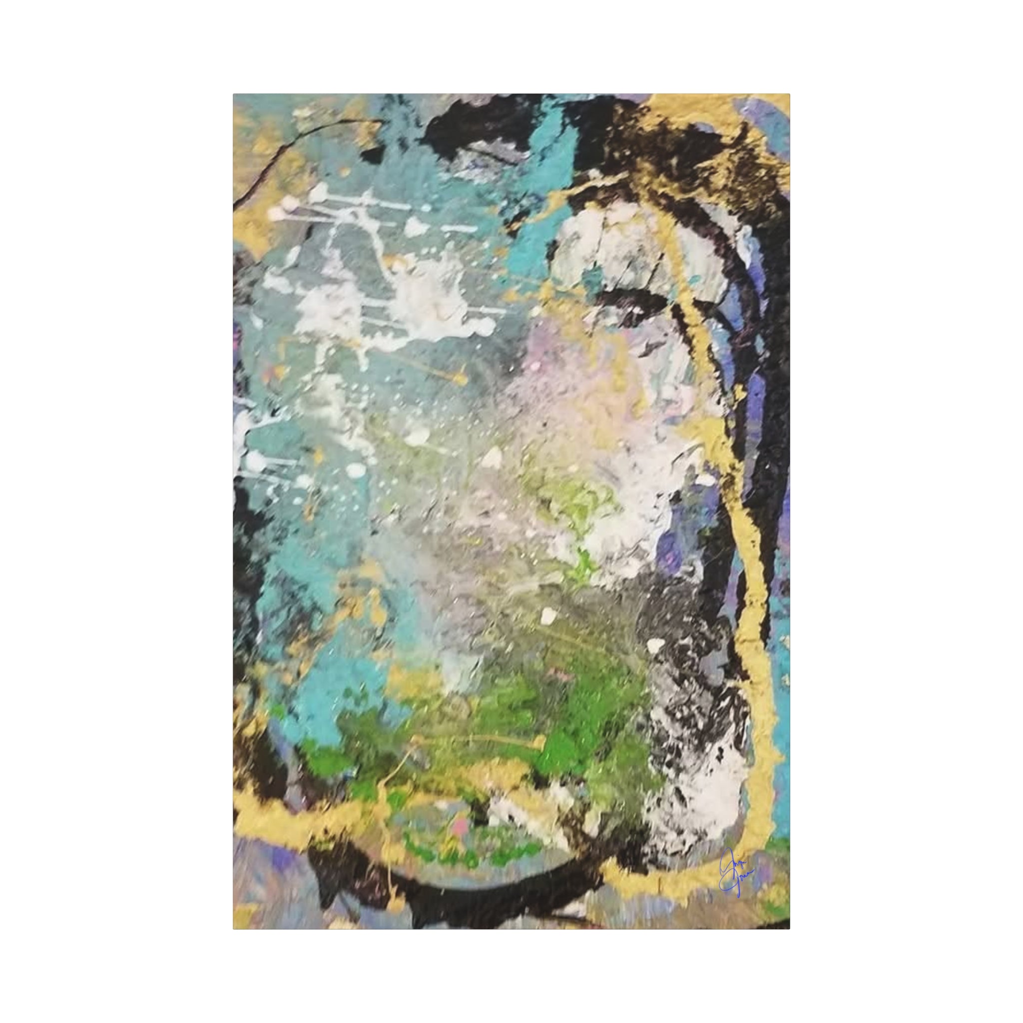 Abstract Green & Teal Matte Canvas Wall Art — Stretched 1.25"