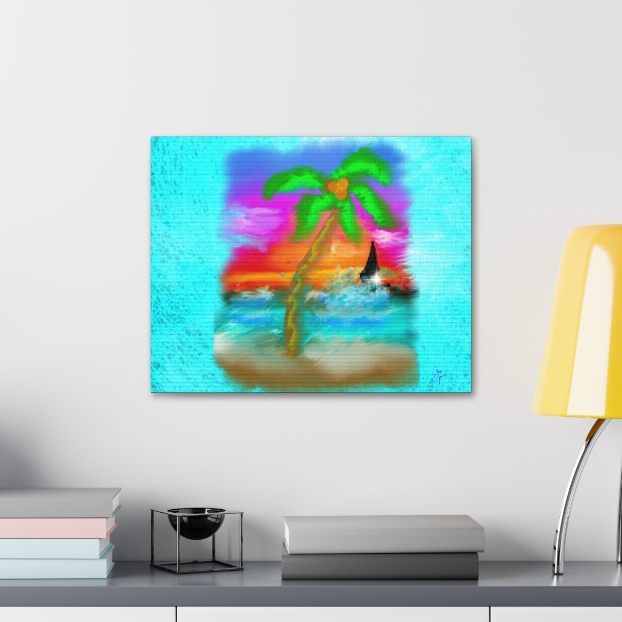 Tropical Sunset Palm Canvas - Stretched Wall Art (1.5" Depth)