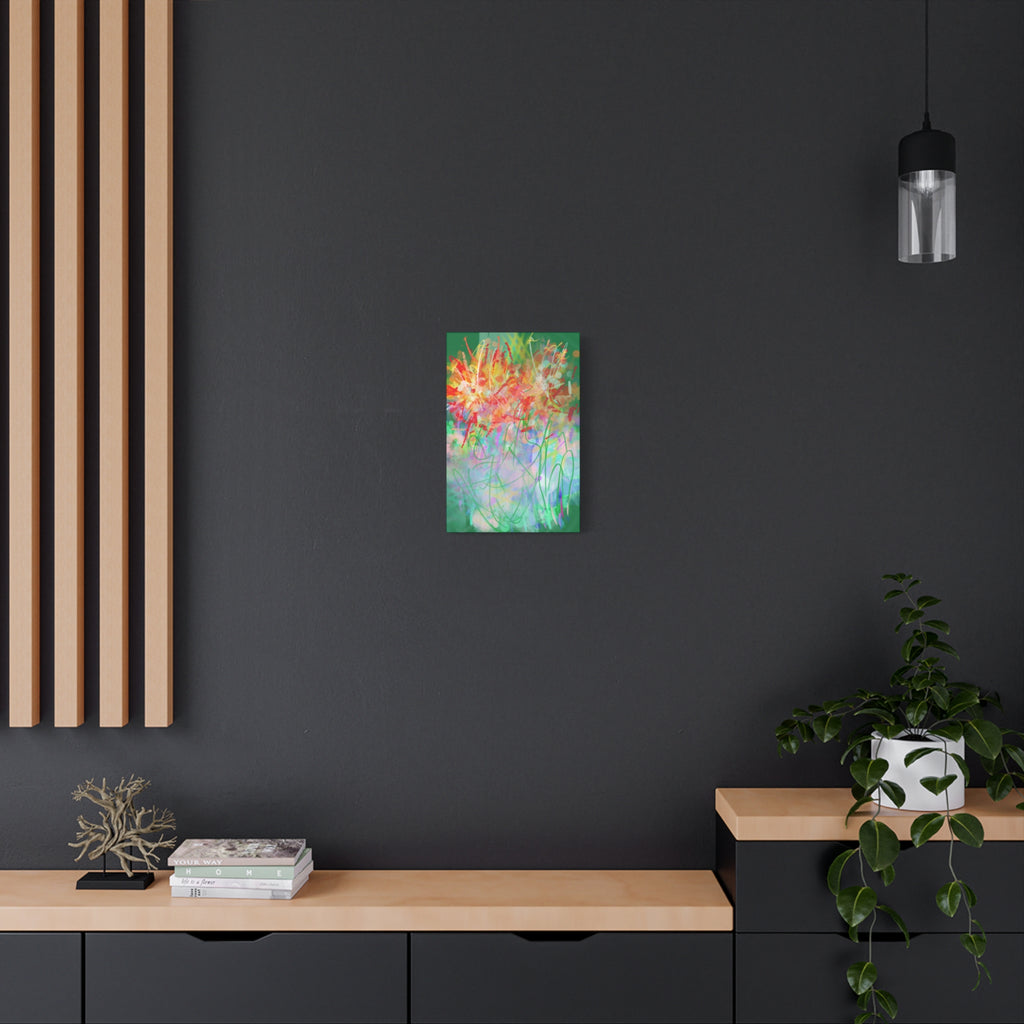 Abstract Floral Canvas Print — Colorful Spring Garden Matte Wall Art (Stretched 1.25")