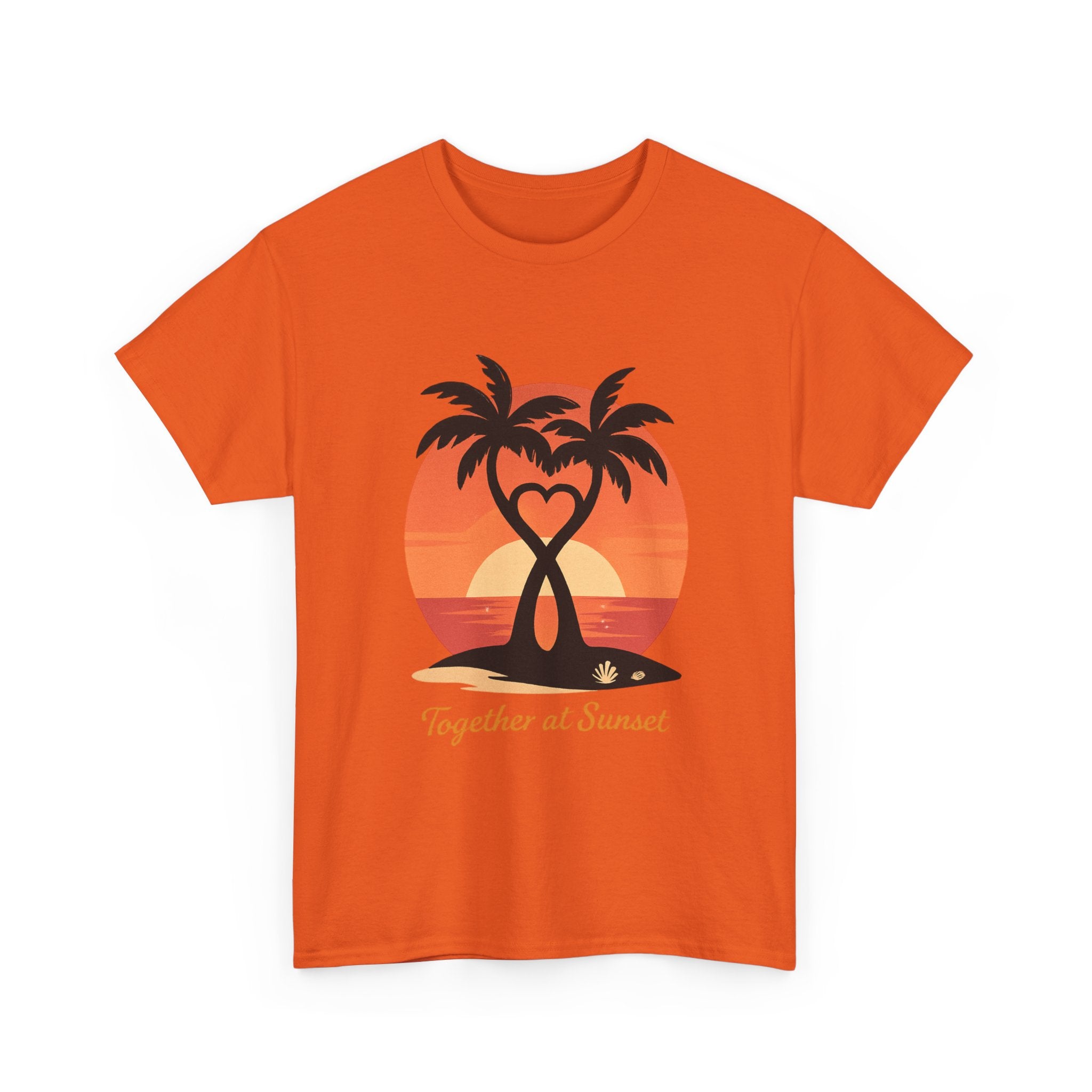 Sunset Palm Love T‑Shirt — “Together at Sunset” Beach Tee