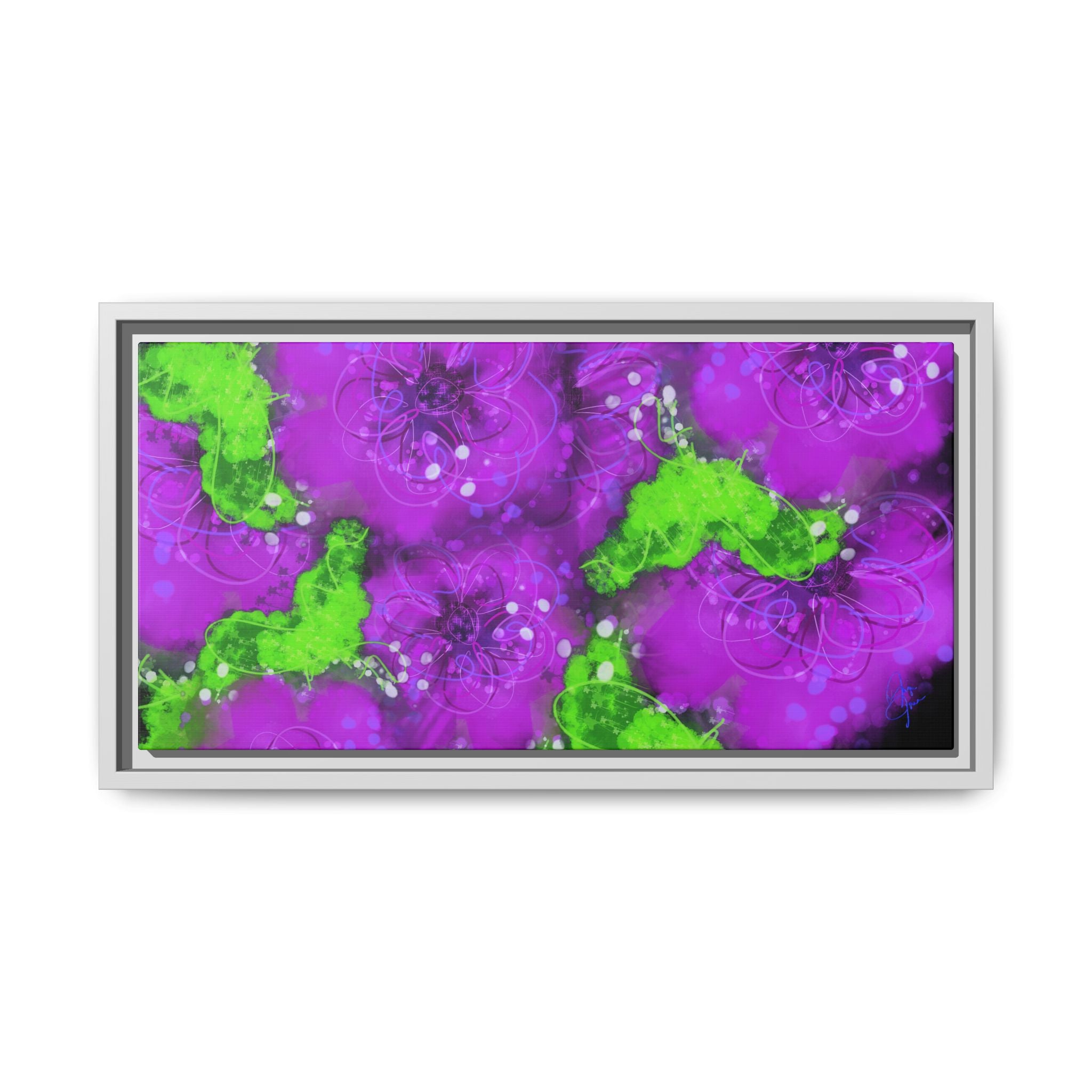 Framed Floral Canvas Print — Matte Multi-Color Blooms Wall Art