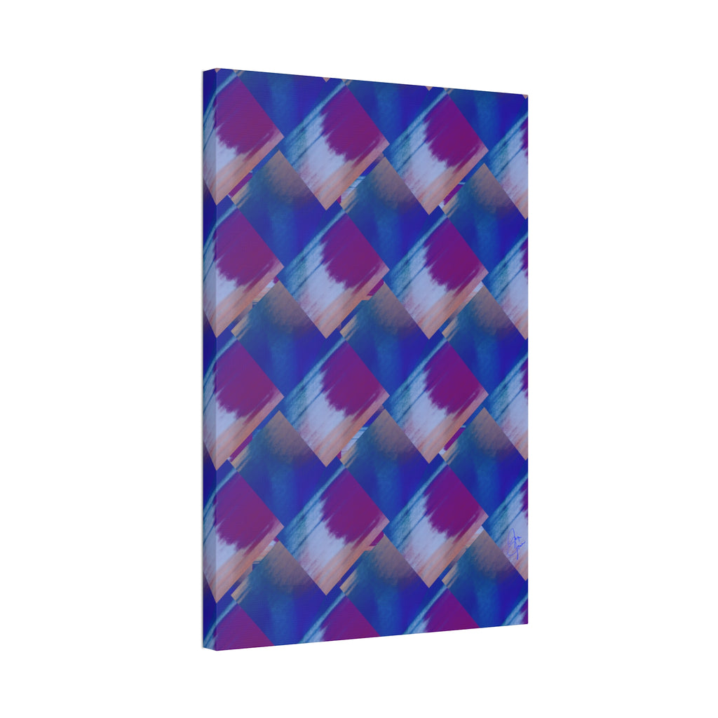 Abstract Diamond Wave Canvas Print — Blue & Purple Geometric Wall Art
