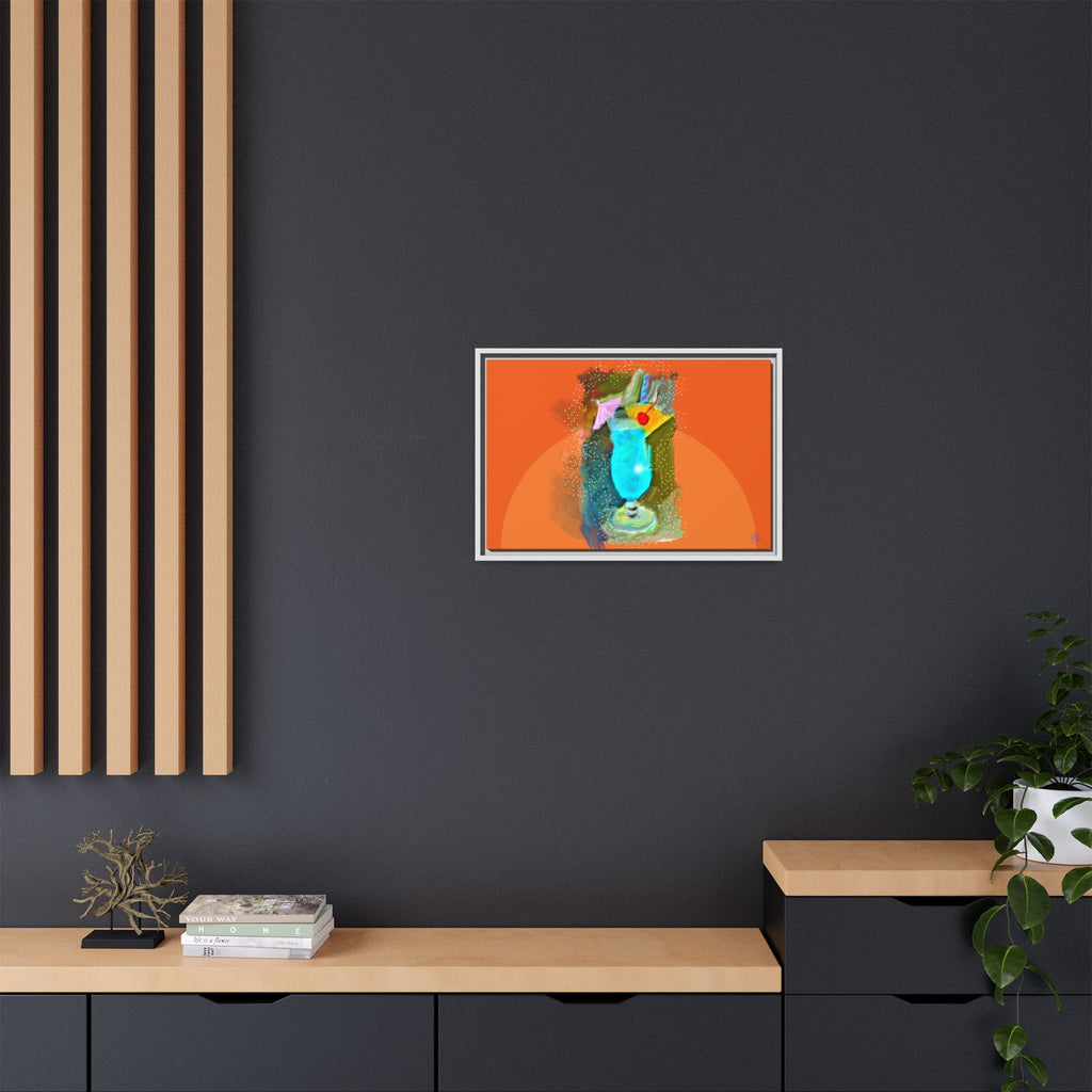 Tropical Blue Cocktail Canvas Print — Framed Matte Bar Art