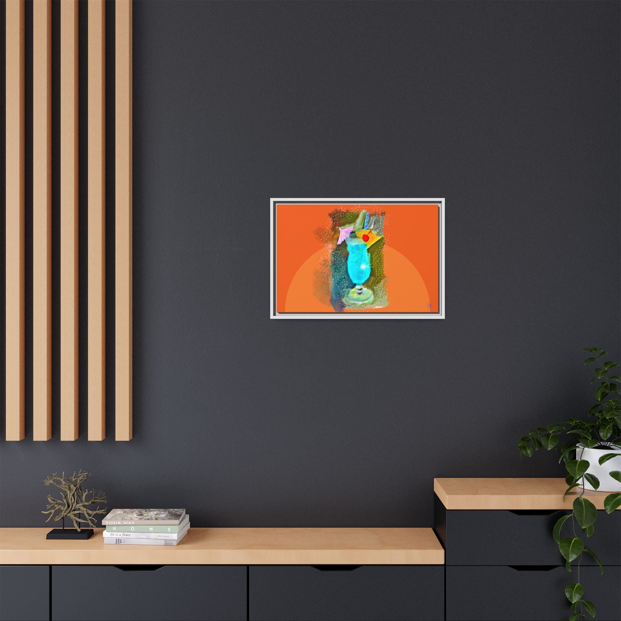 Tropical Blue Cocktail Canvas Print — Framed Matte Bar Art