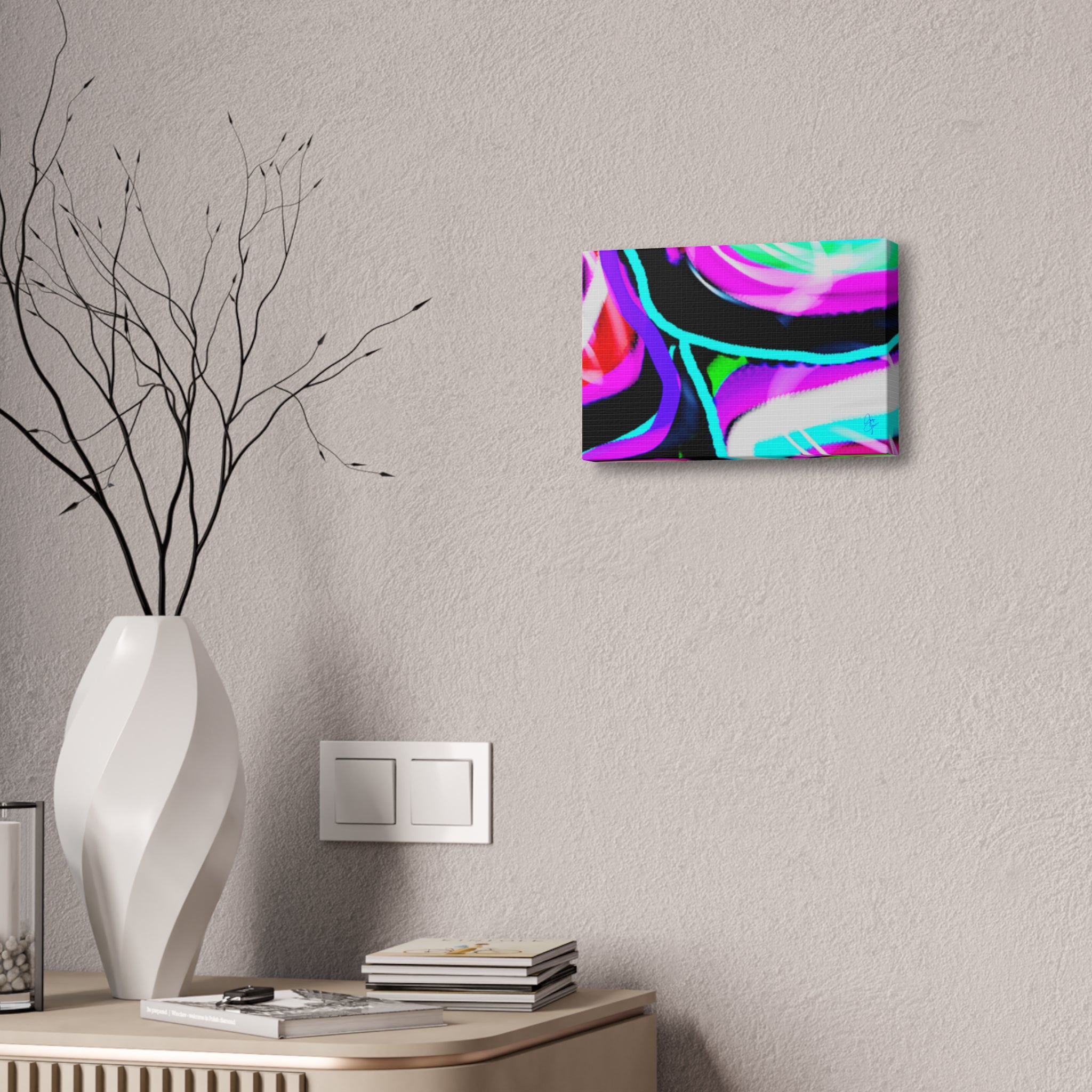Abstract Neon Wave Canvas