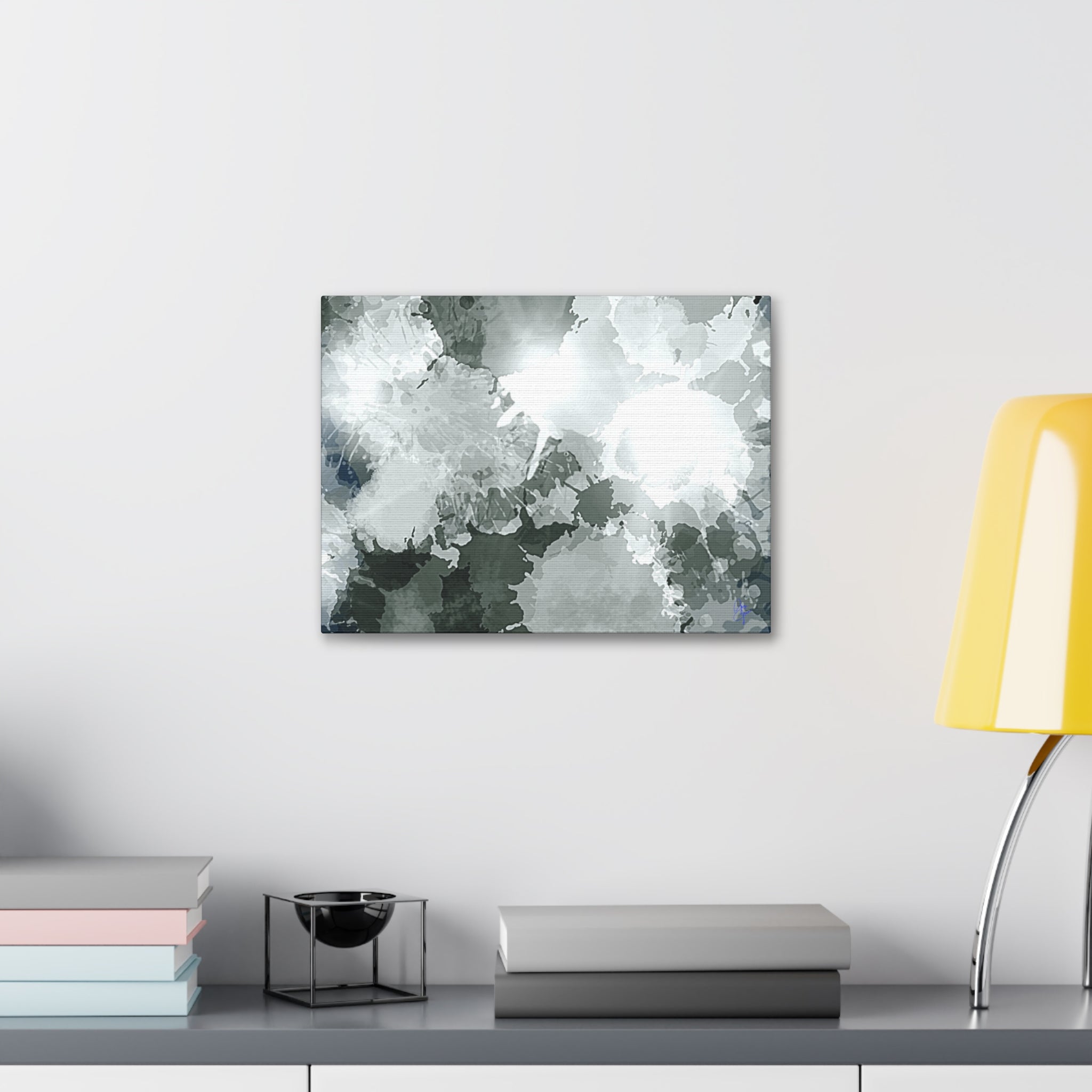Abstract Gray Ink Splash Canvas