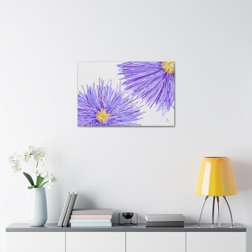 Purple Aster Floral Canvas Wrap – Vibrant Botanical Wall Art, 1.5" Stretched