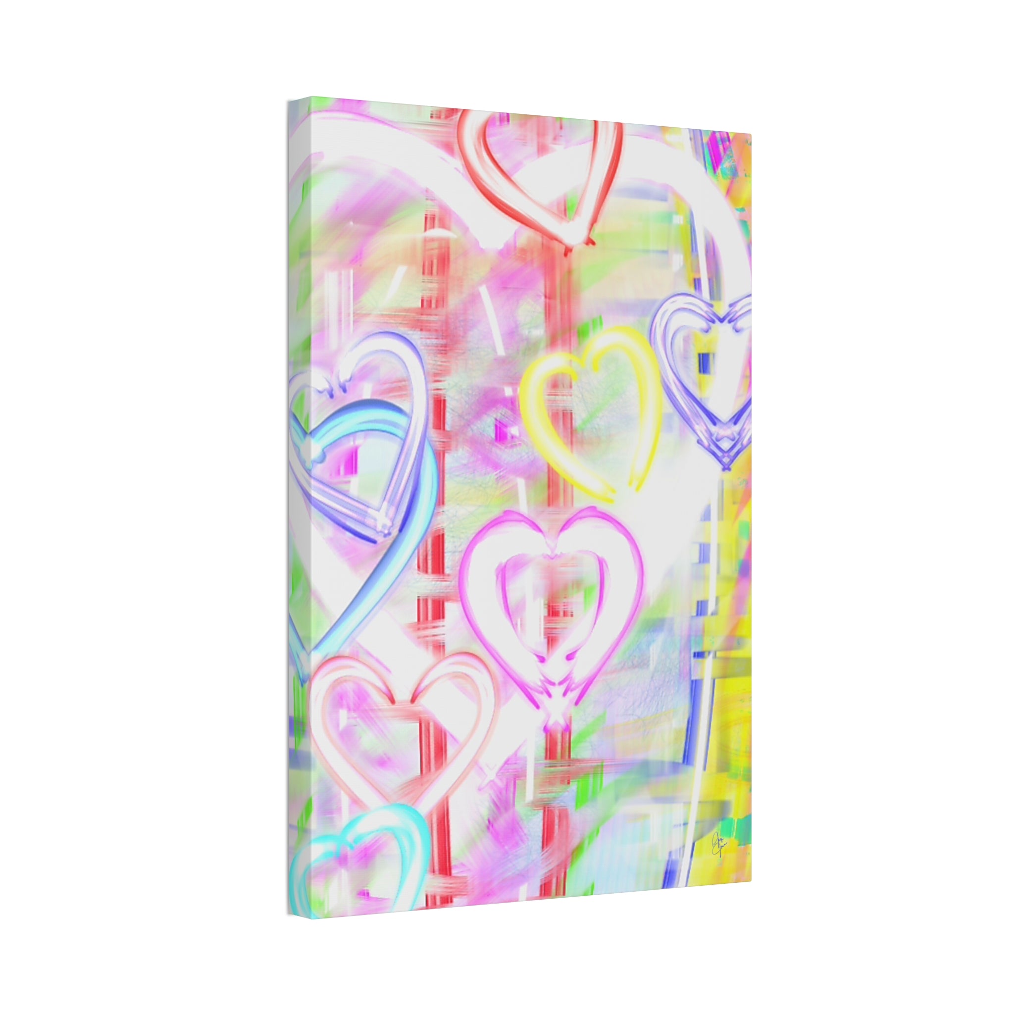 Colorful Neon Hearts Canvas Print — Stretched 1.5" Wall Art