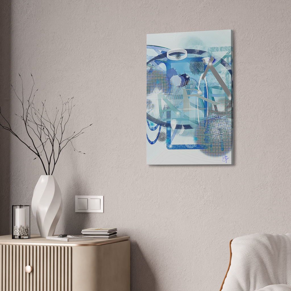 Abstract Blue Ocean Canvas Print – Modern Geometric Wall Art (Stretched 1.5")