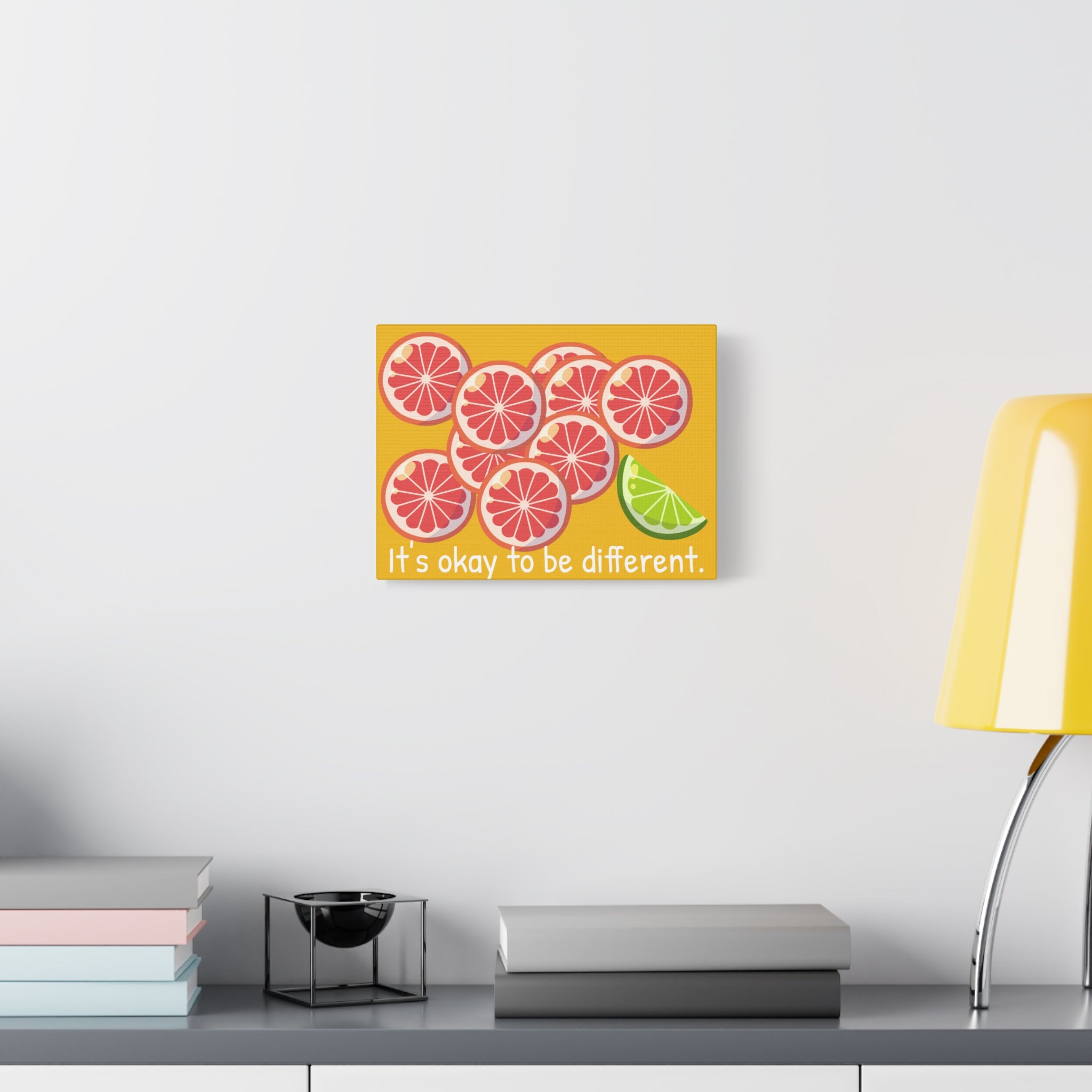 Canvas Wall Art — "It’s Okay to Be Different" Grapefruit & Lime Inspirational Print