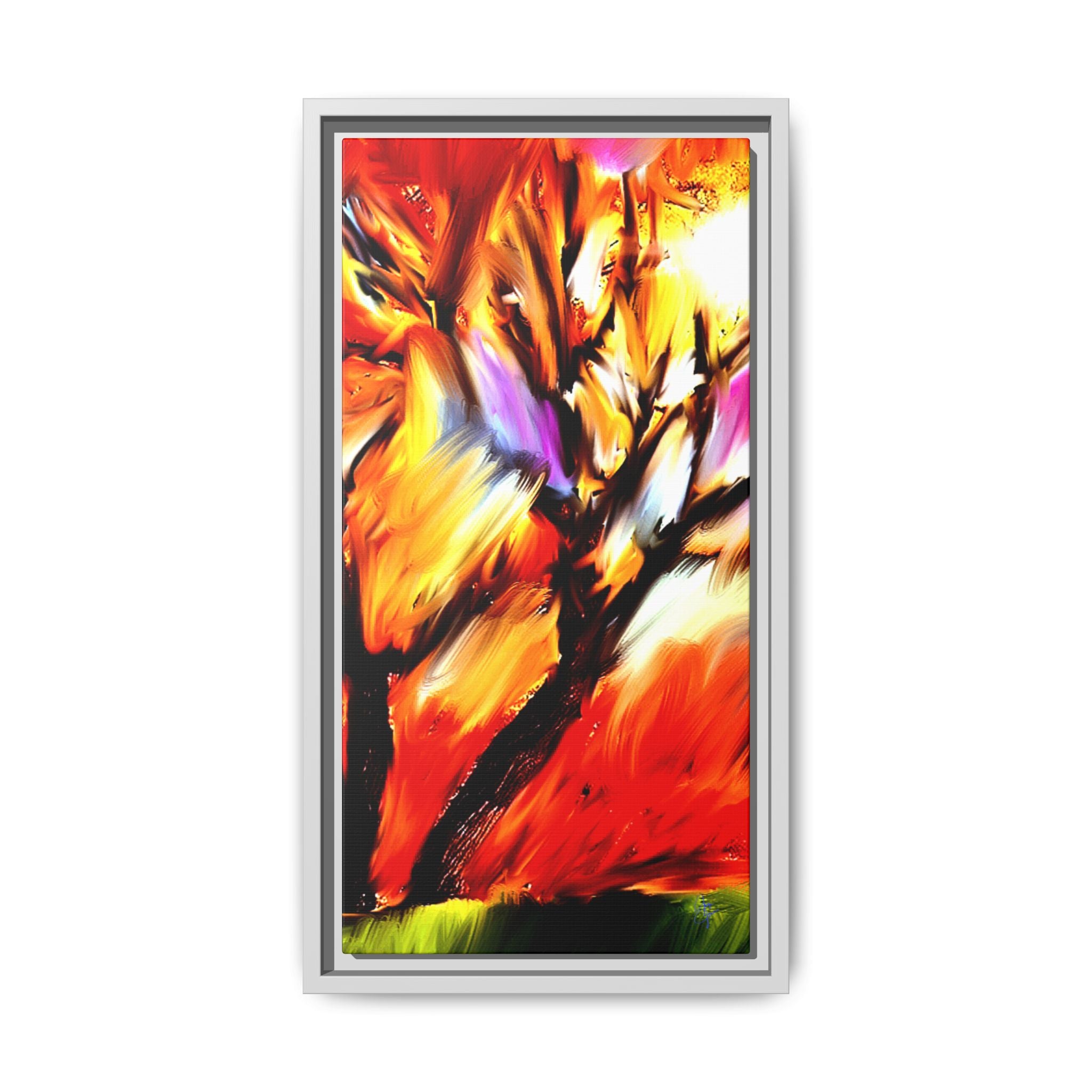 Framed Matte Canvas Print — Vibrant Tree Landscape