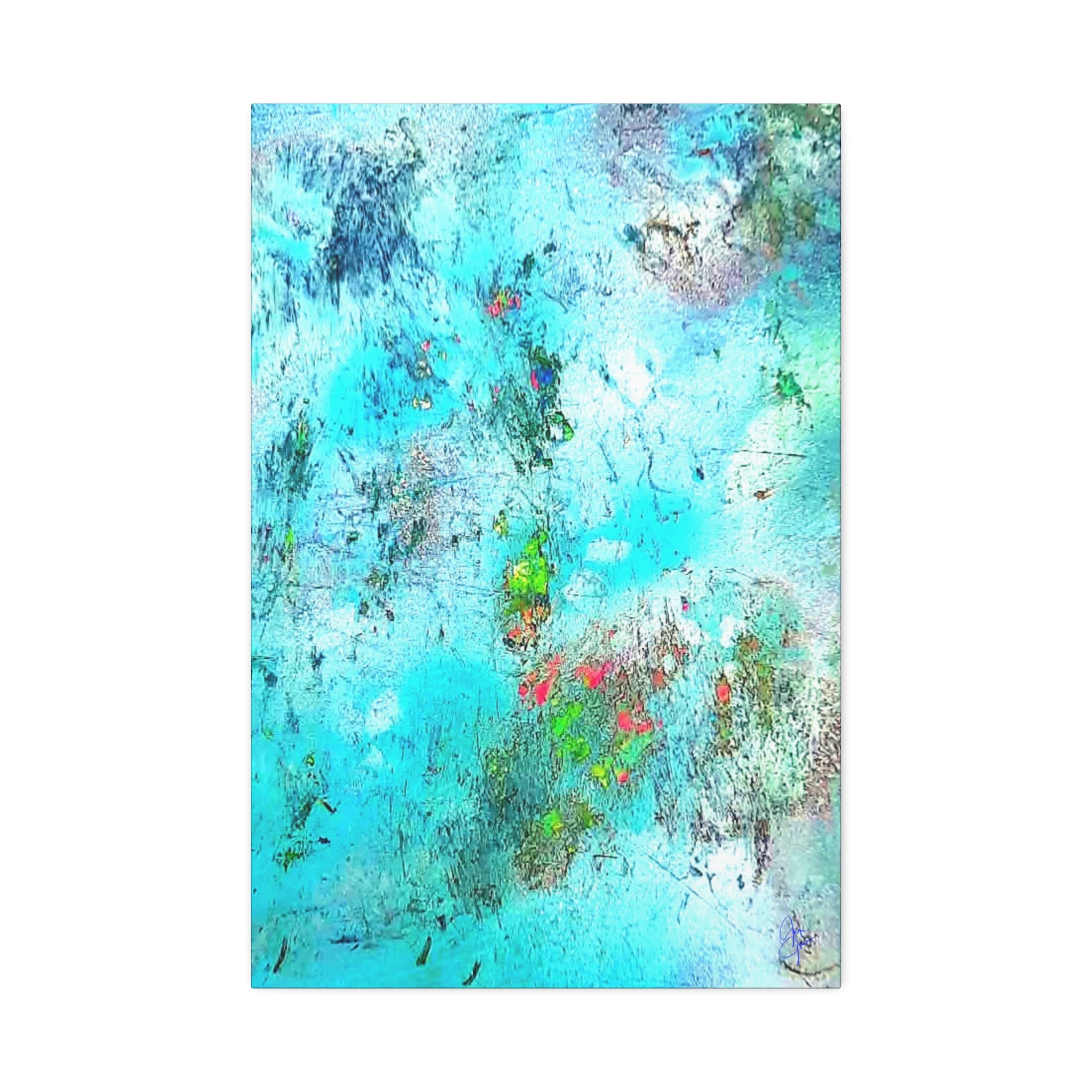 Abstract Aqua Texture Canvas