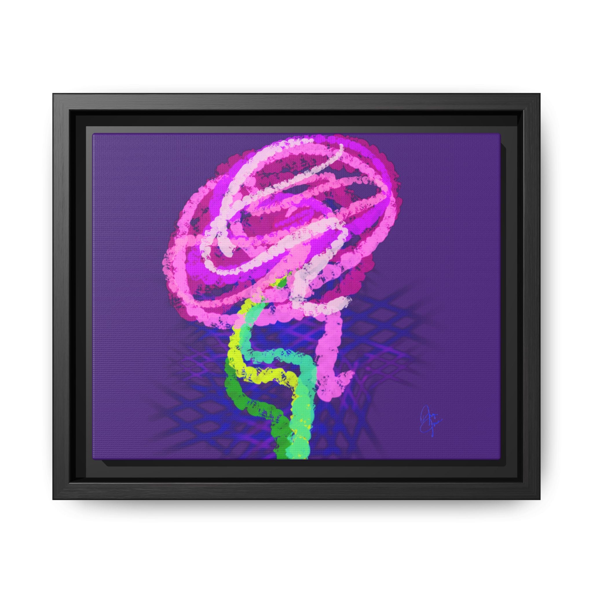 Framed Matte Canvas - Neon Rose Abstract Wall Art