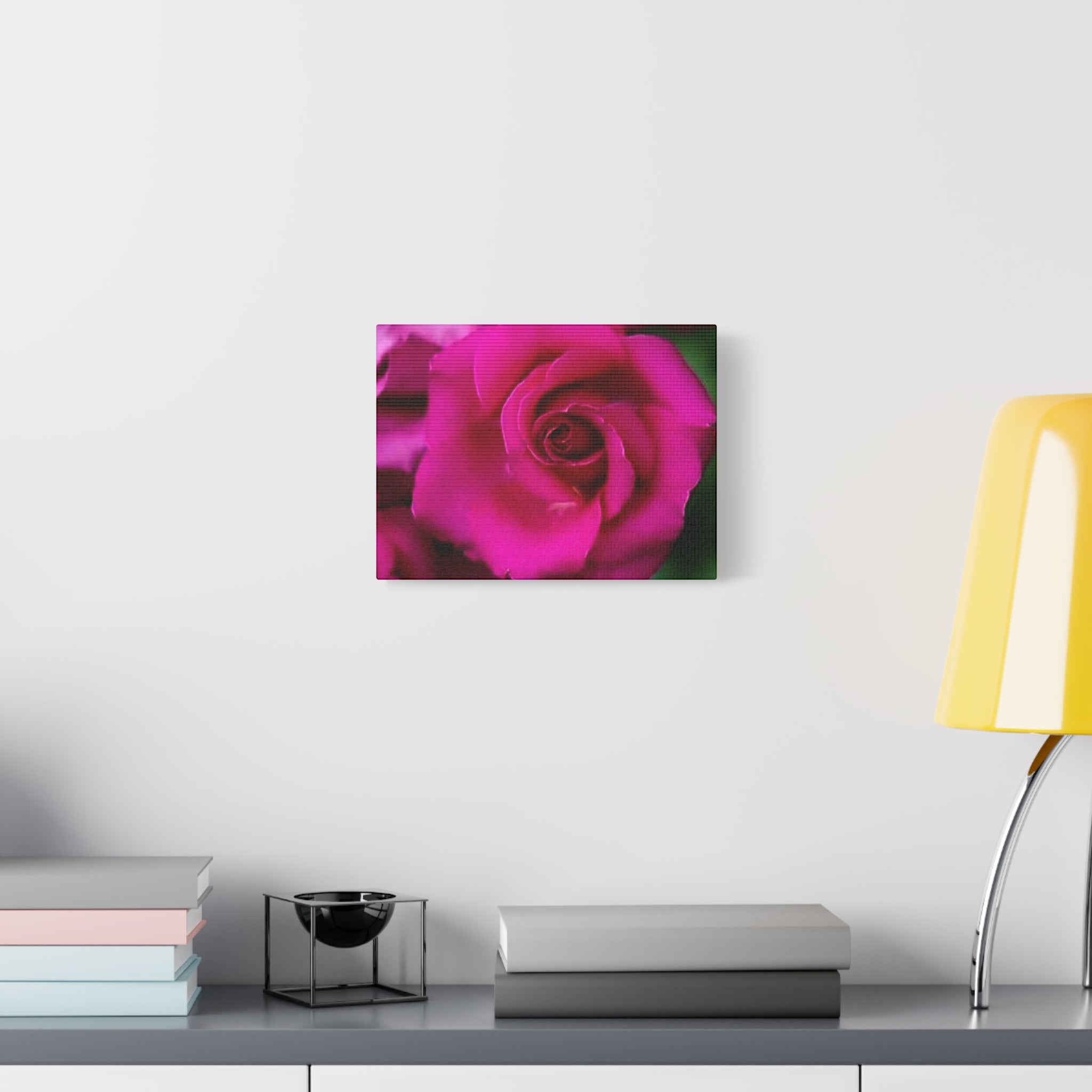 Hot Pink Rose Canvas Wall Art — Stretched Matte Floral Print