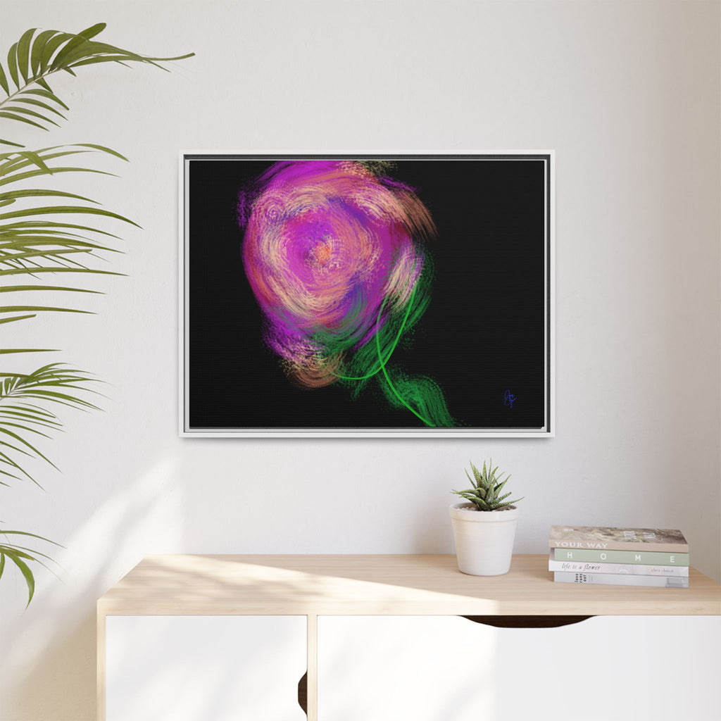Abstract Rose Swirl Matte Framed Canvas — Multicolor Floral Wall Art