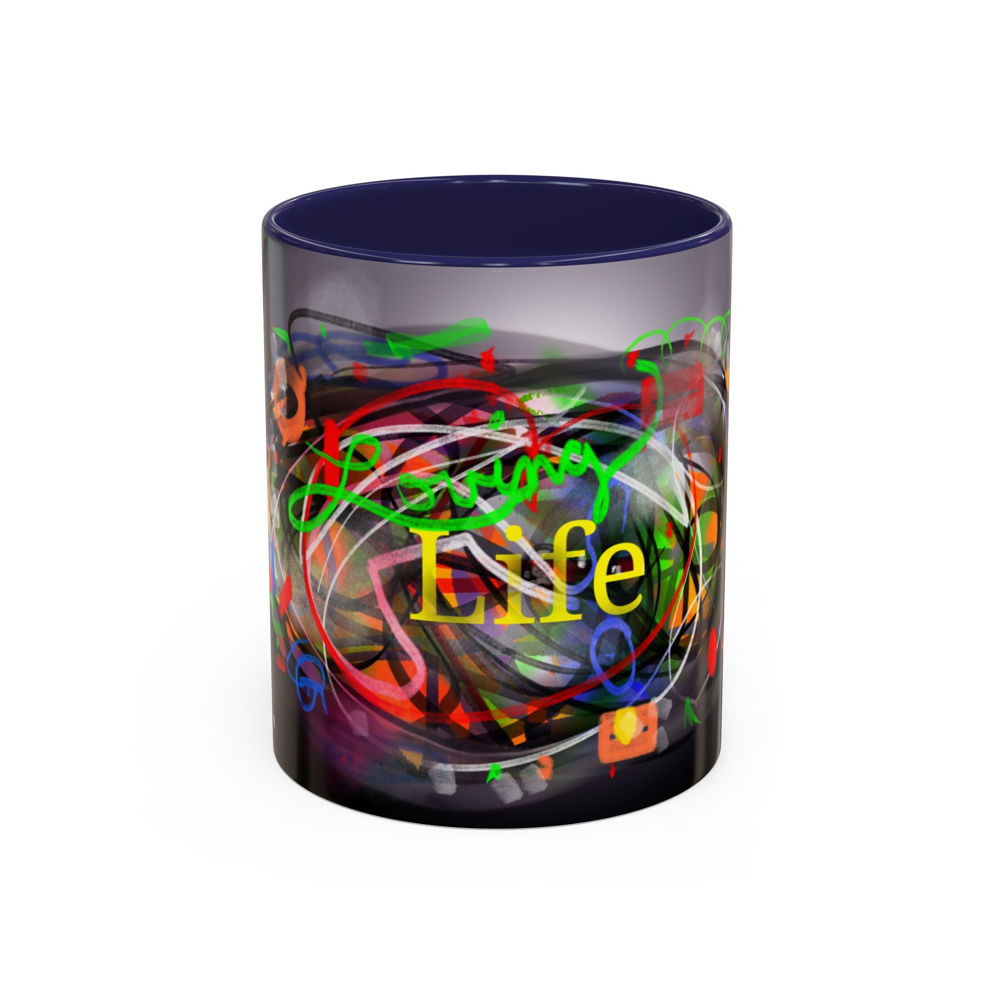 Abstract 'Live Your Life' Accent Coffee Mug — Colorful Artistic Ceramic Mug (11/15oz)