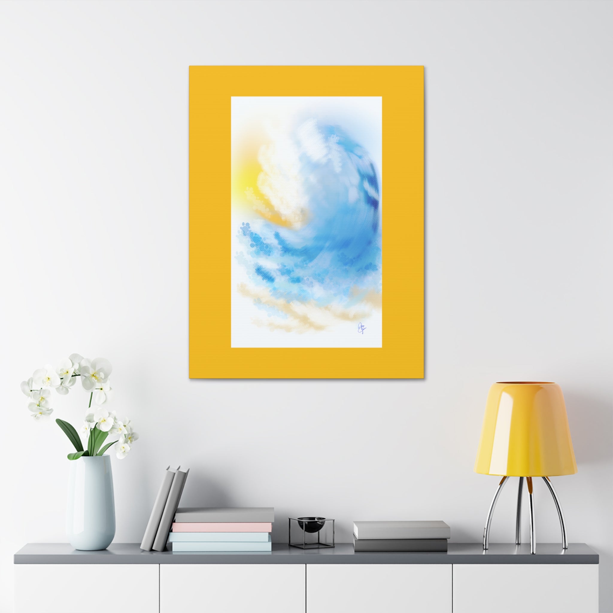 Ocean Wave Canvas Print — Sunlit Blue Seascape Stretched Canvas