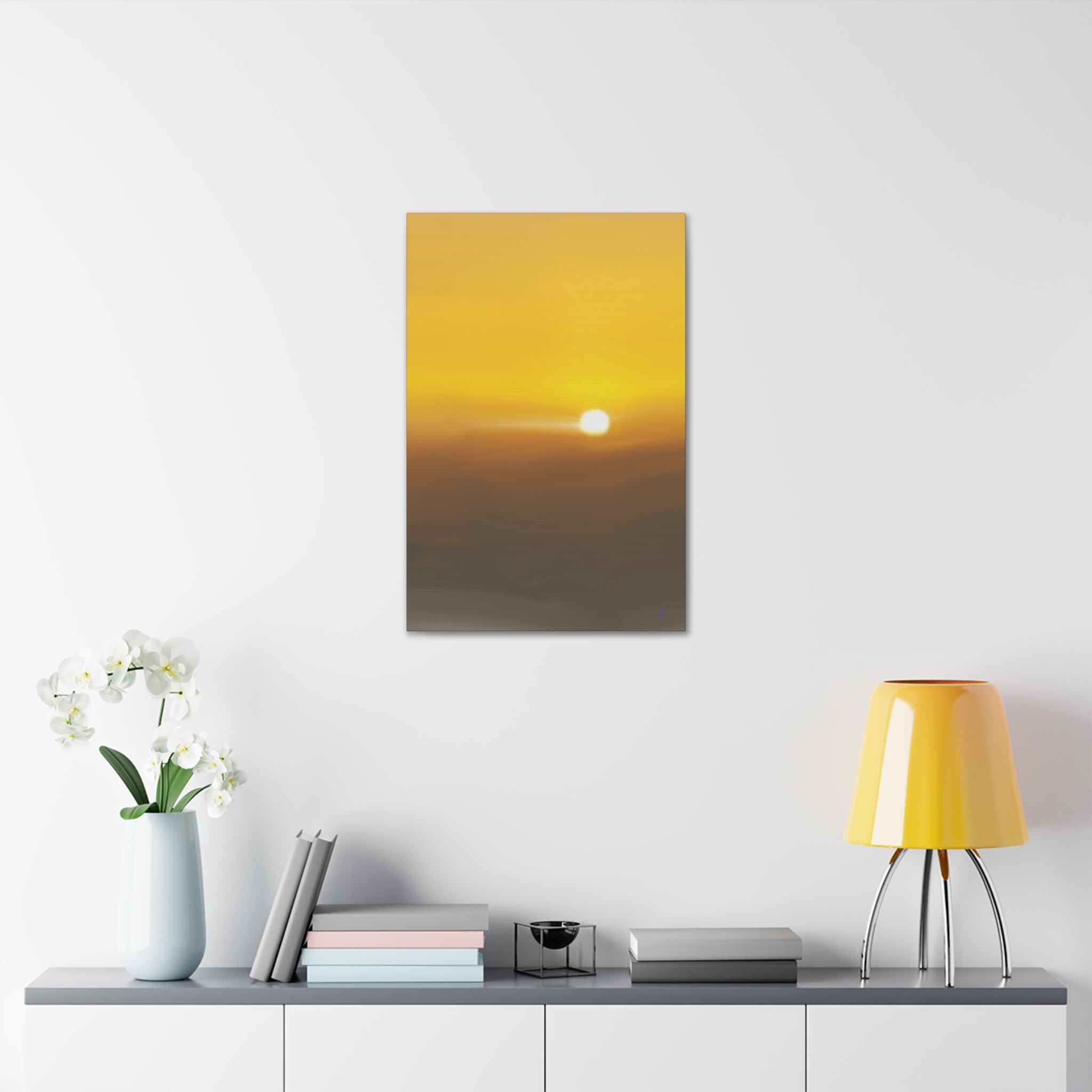 Golden Sunrise Canvas Wall Art — Tranquil Sunrise Stretched Canvas
