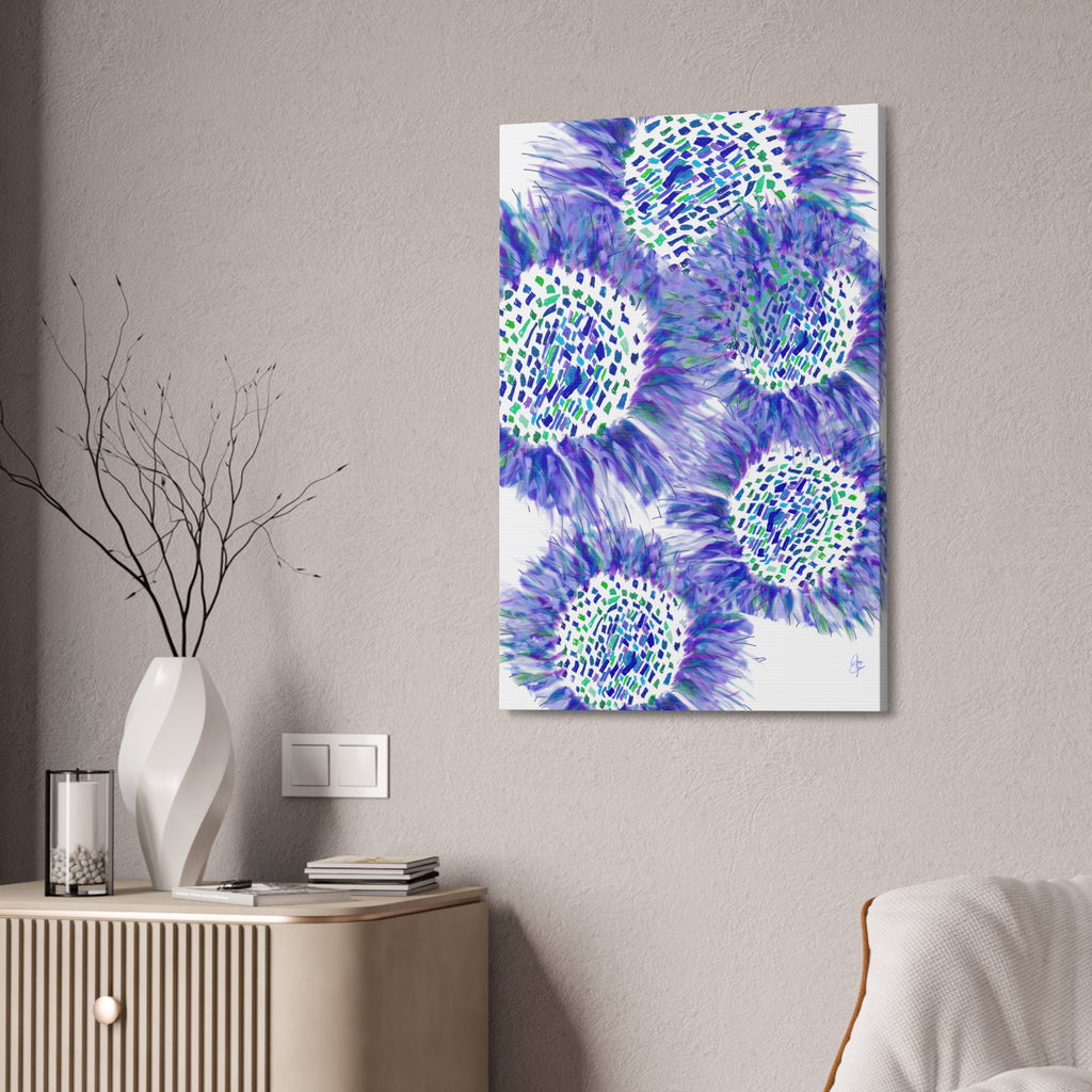 Abstract Blue-Purple Burst Canvas Stretched Art