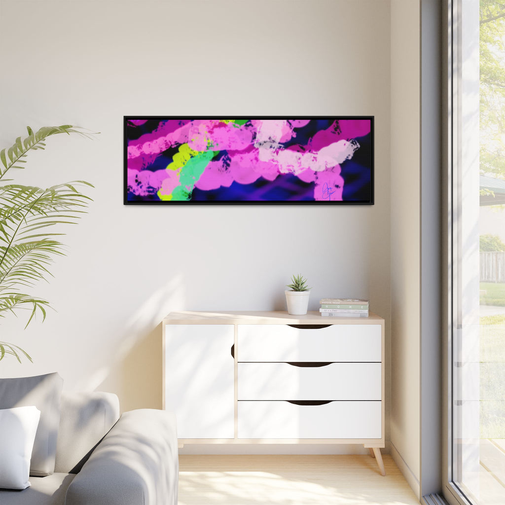 Framed Matte Canvas - Neon Rose Abstract Wall Art