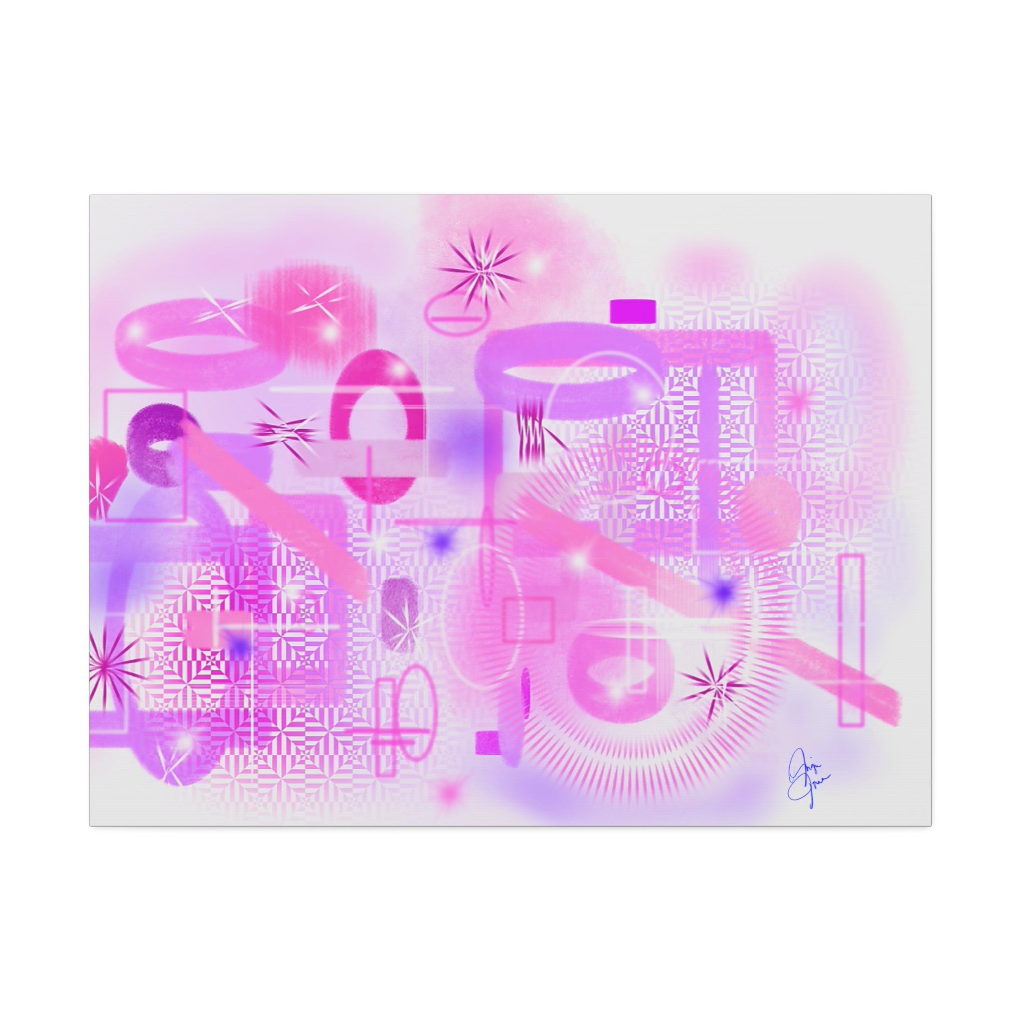 Abstract Pink Dream Canvas Wall Art — Modern Pastel Geometric Print