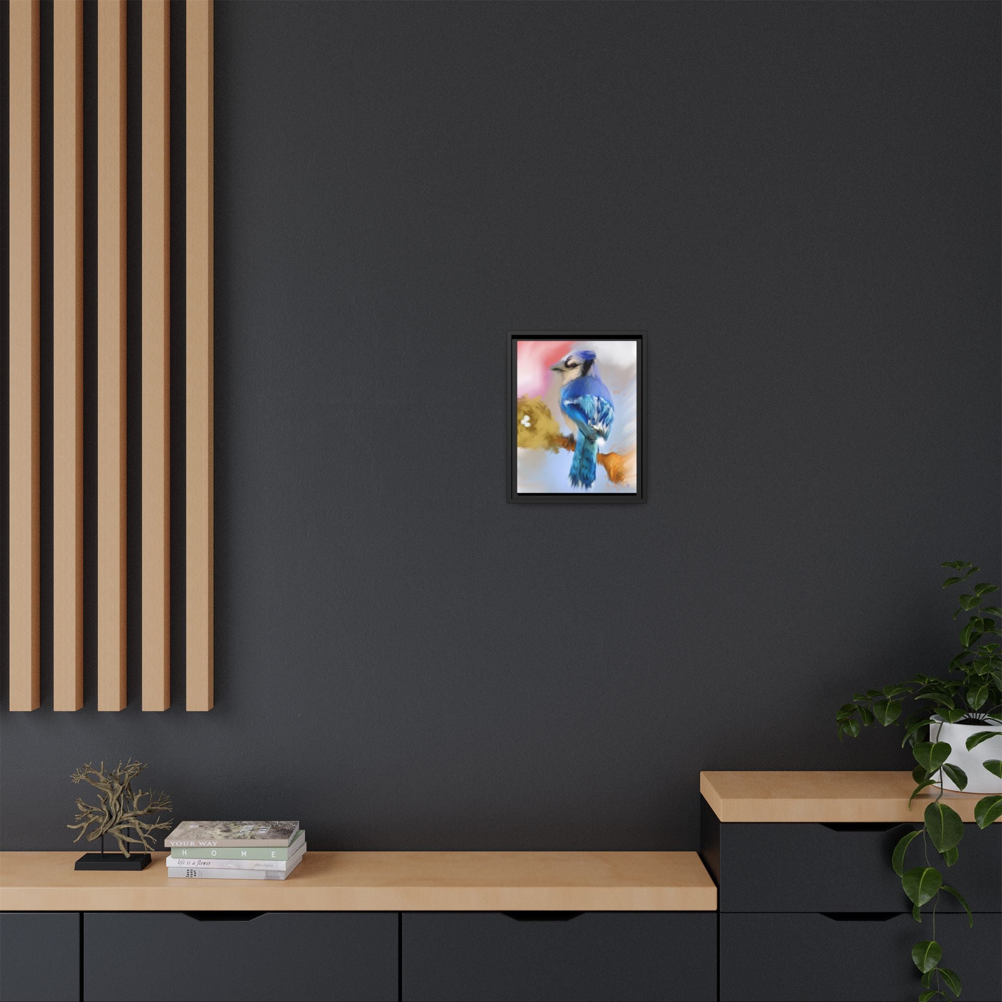 Blue Jay Art Print — Framed Matte Canvas Wall Art